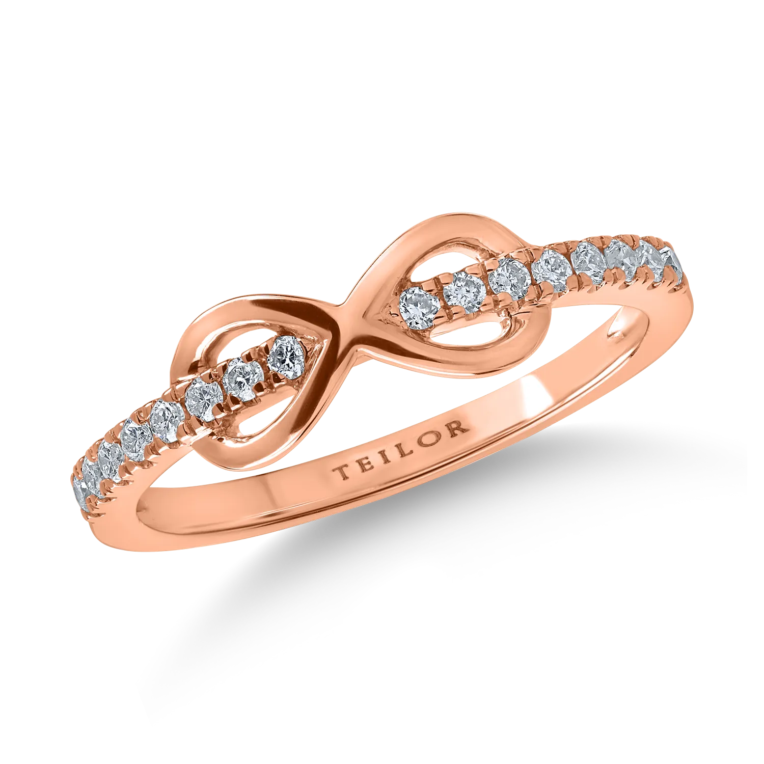 Rose gold infinity ring with 0.1ct diamonds