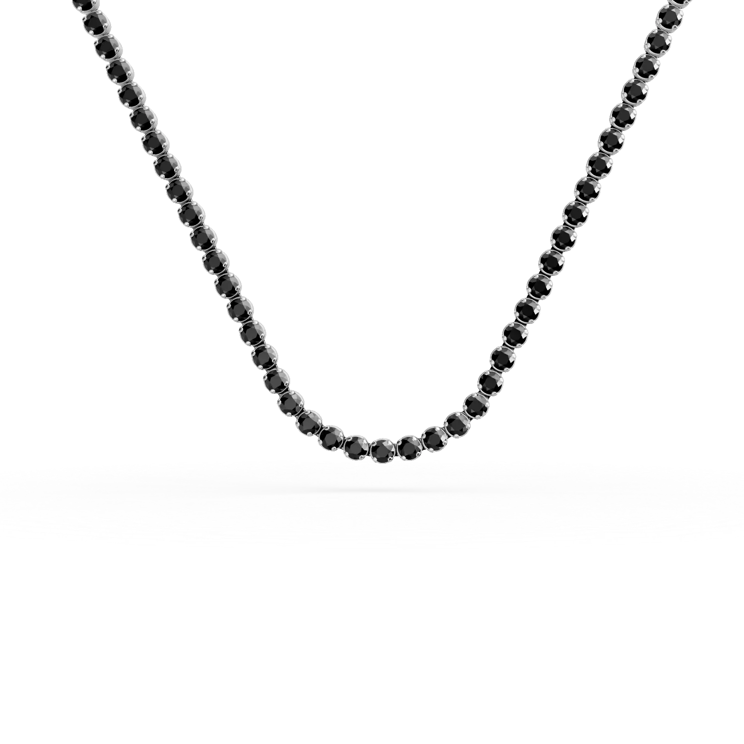 White gold tennis necklace with black zirconia