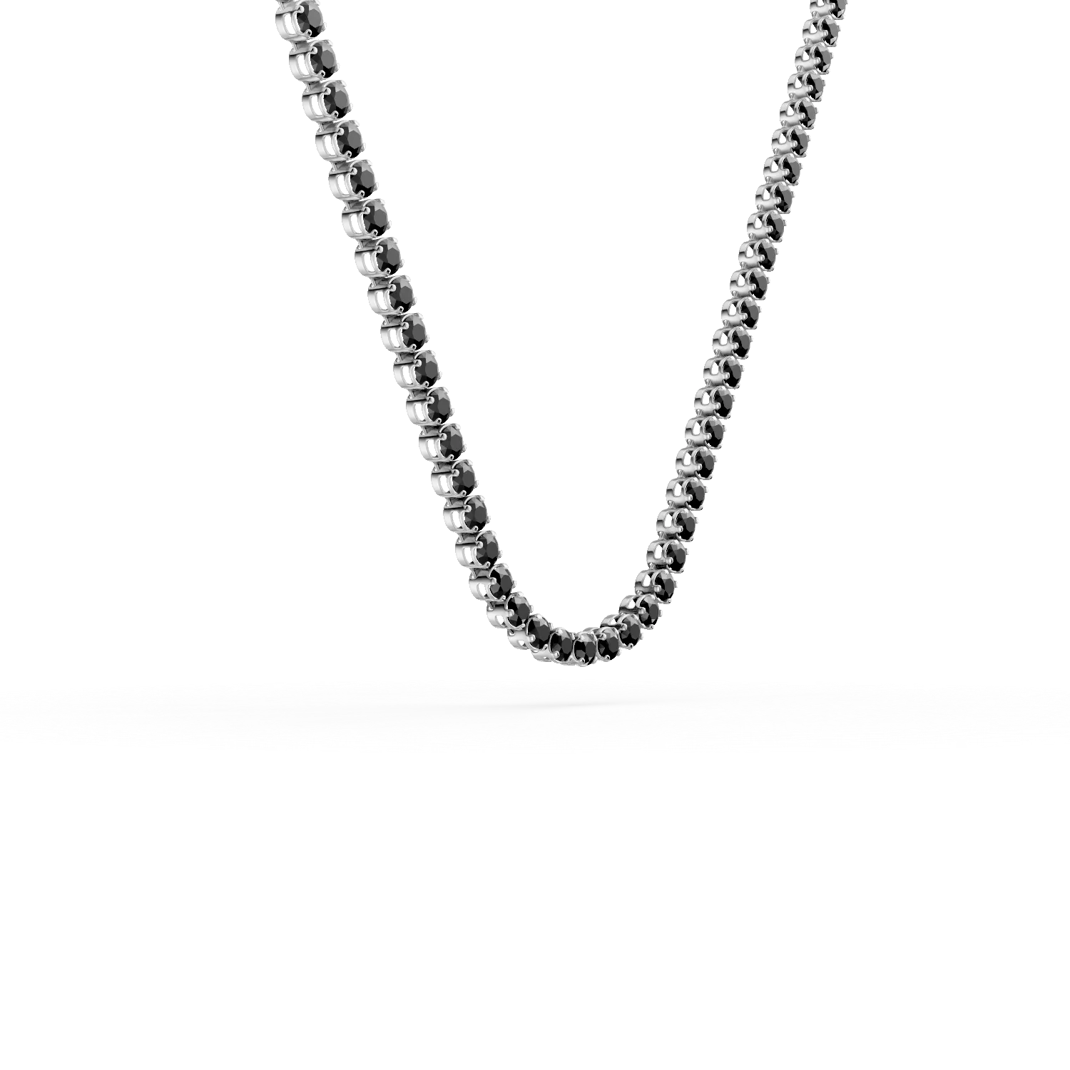 White gold tennis necklace with black zirconia