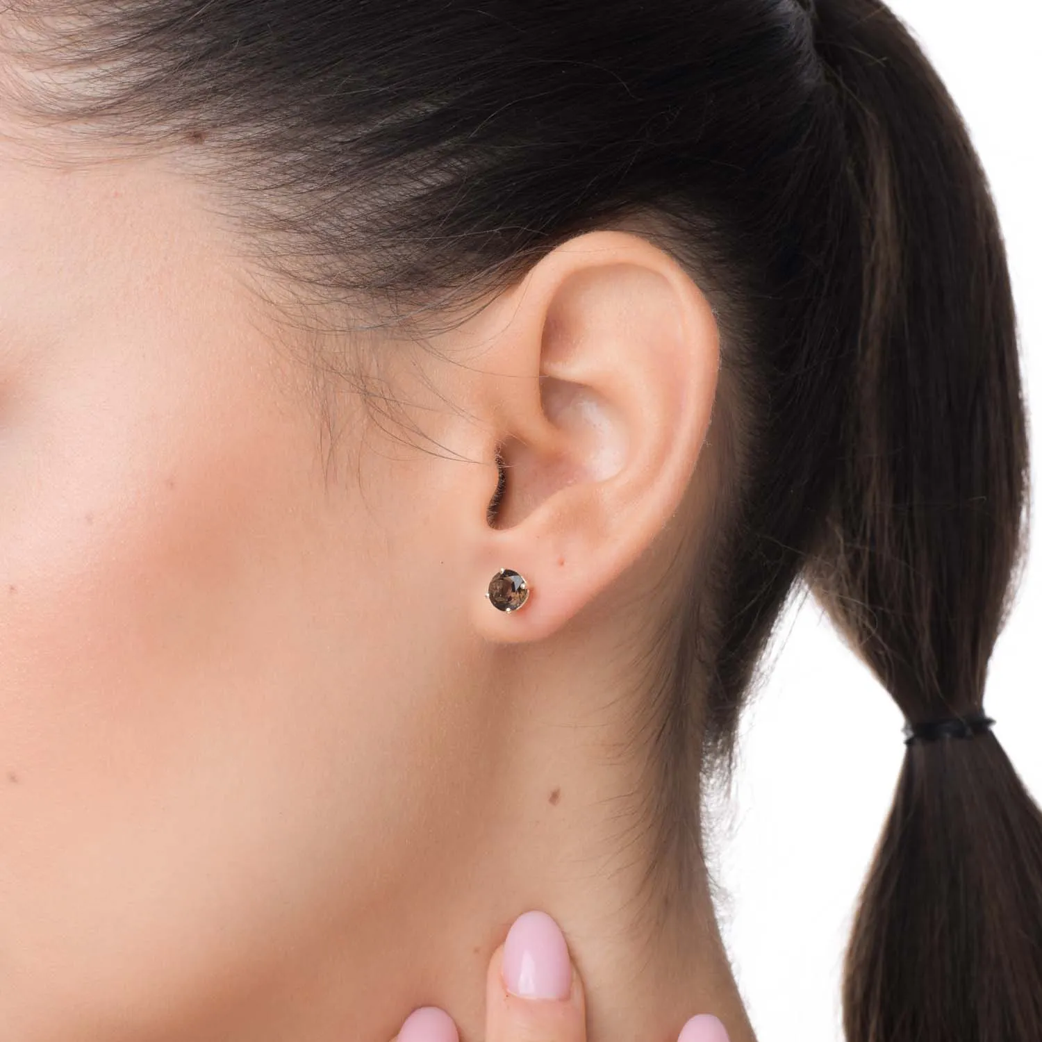 Sárga arany fülbevaló 1.5ct füstkvarccal
