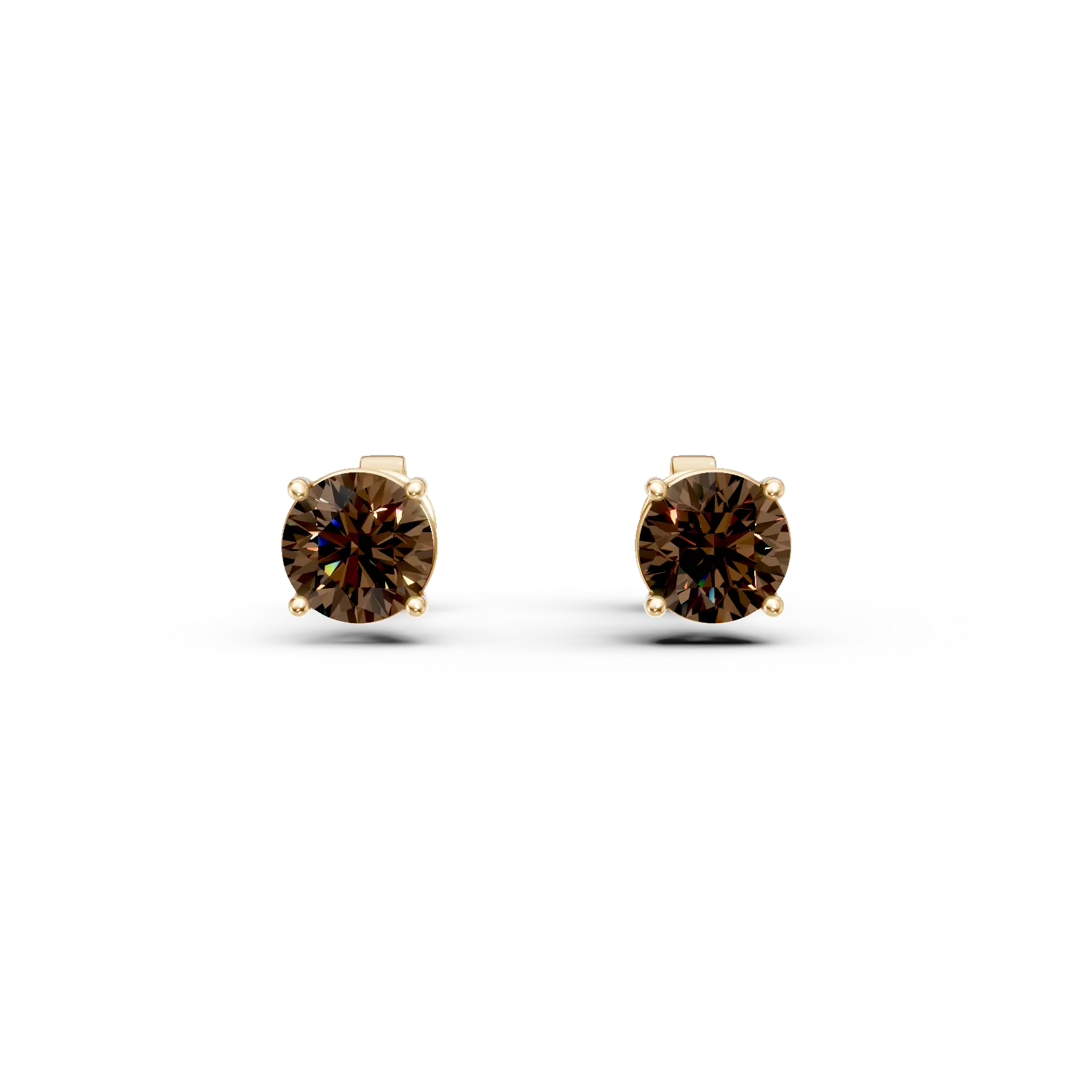 Yellow gold stud earrings with 1.5ct smoky quartz-176067