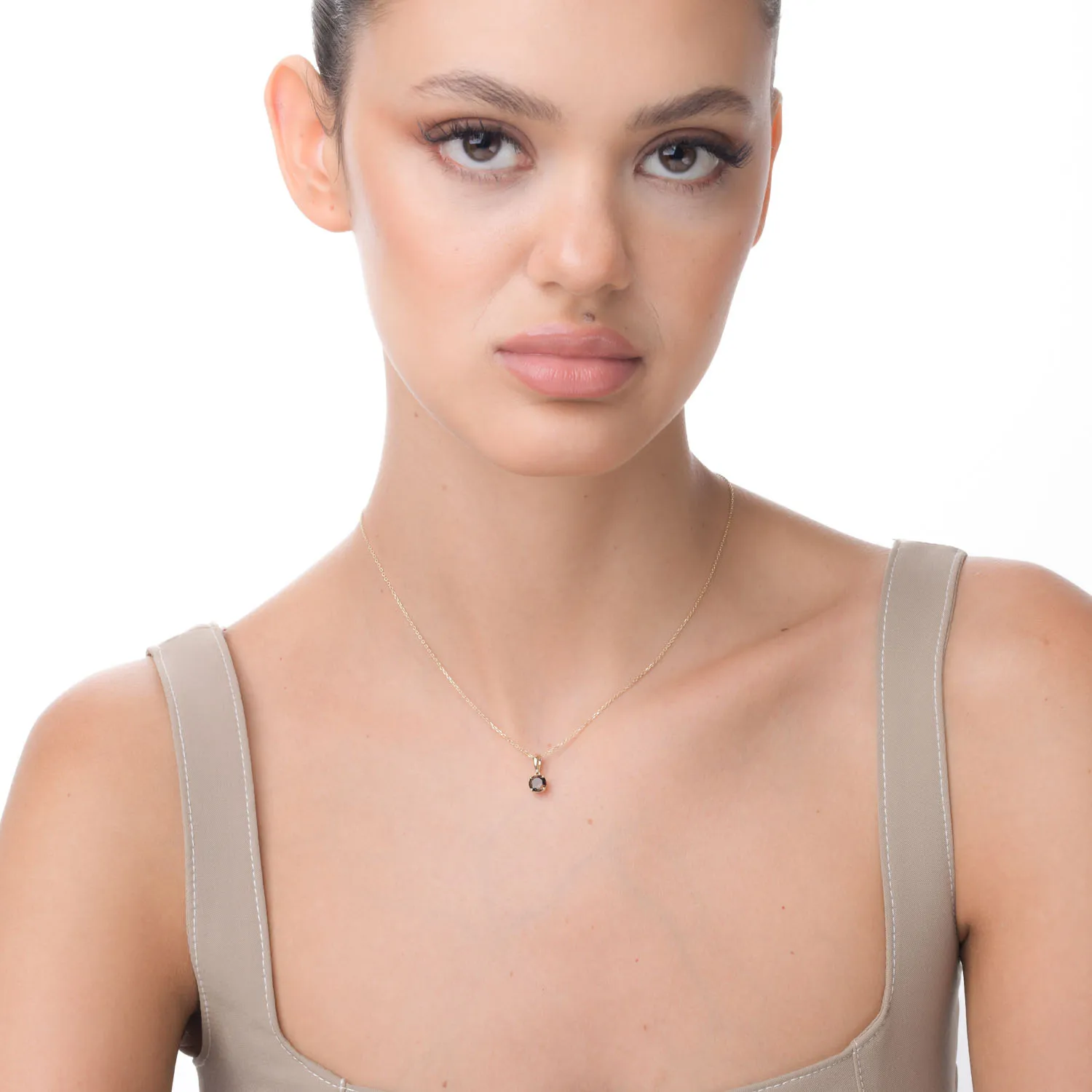 Sárga arany medál 0.72ct füstkvarccal