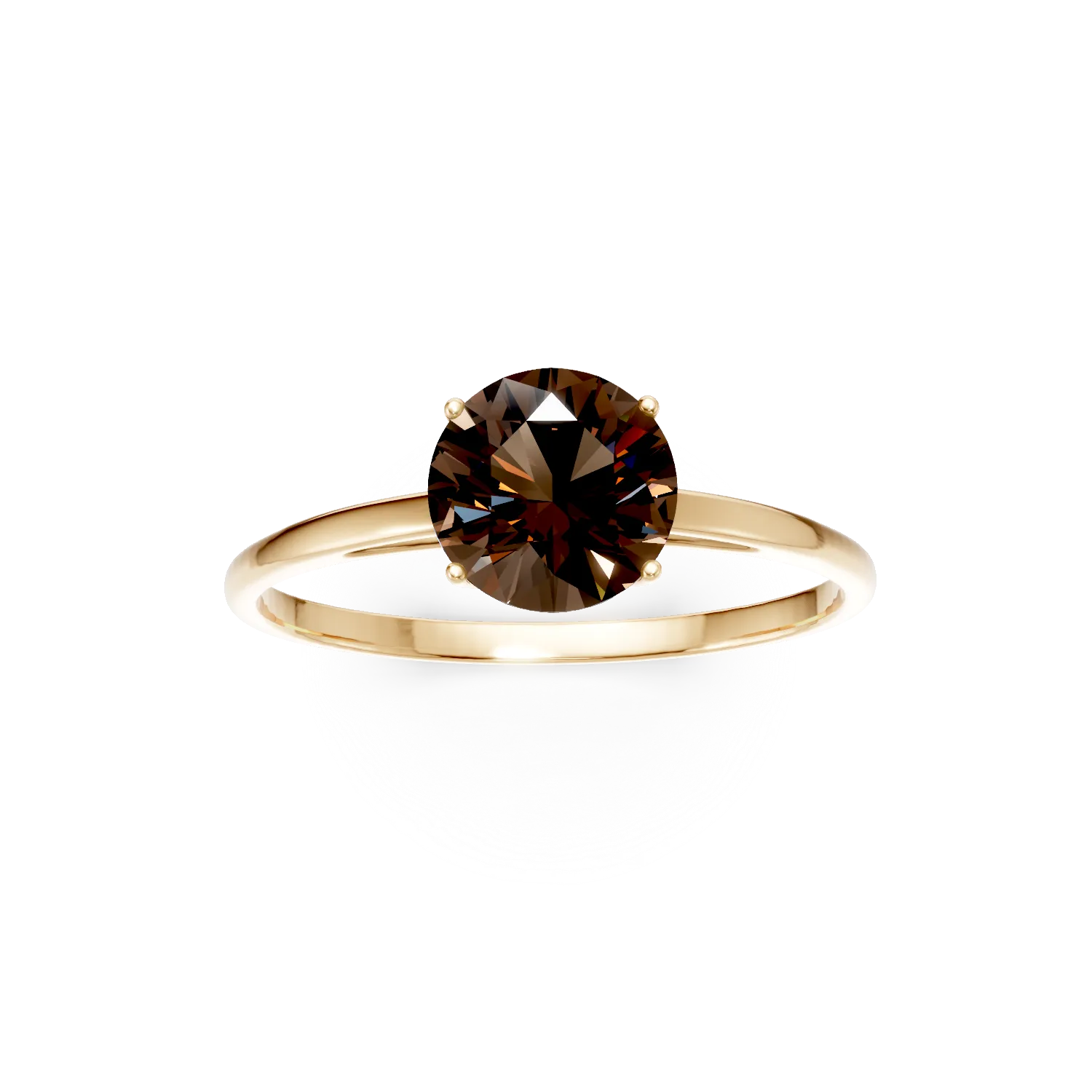 Inel din aur galben cu quartz fumuriu solitaire de 1.1ct