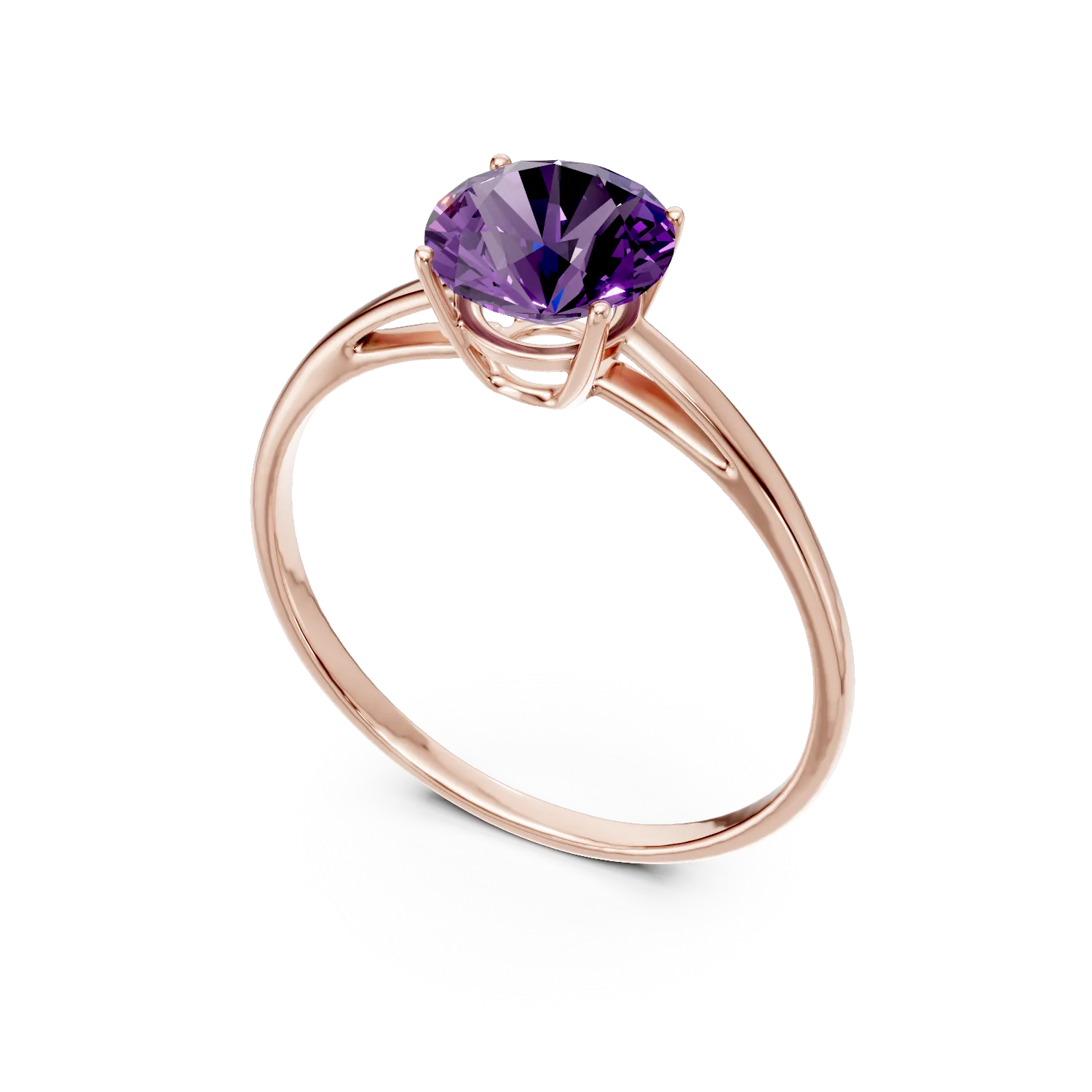 Rose gold ring with 1.2ct amethyst