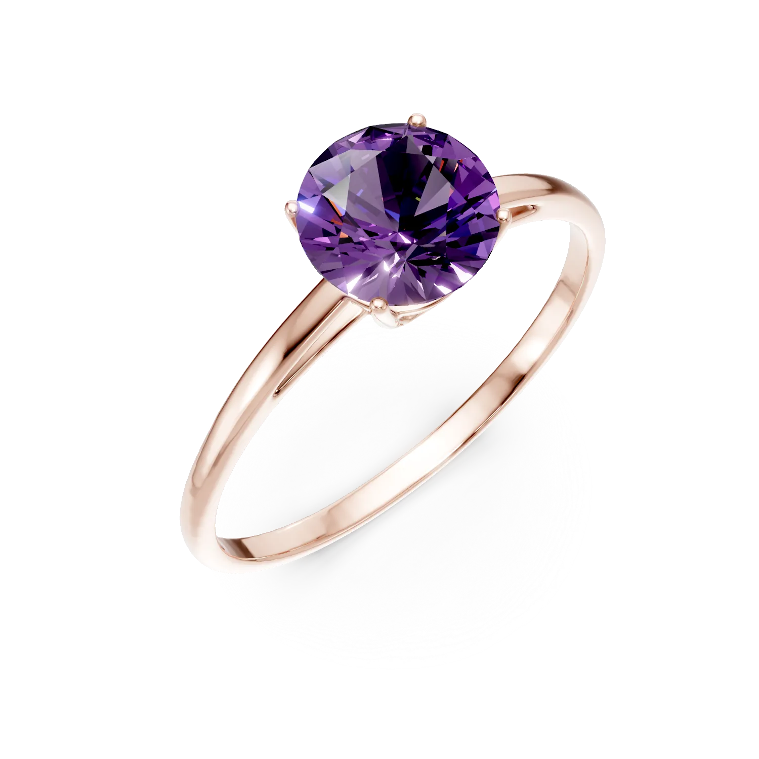 Inel din aur roz cu ametist de 1.1ct