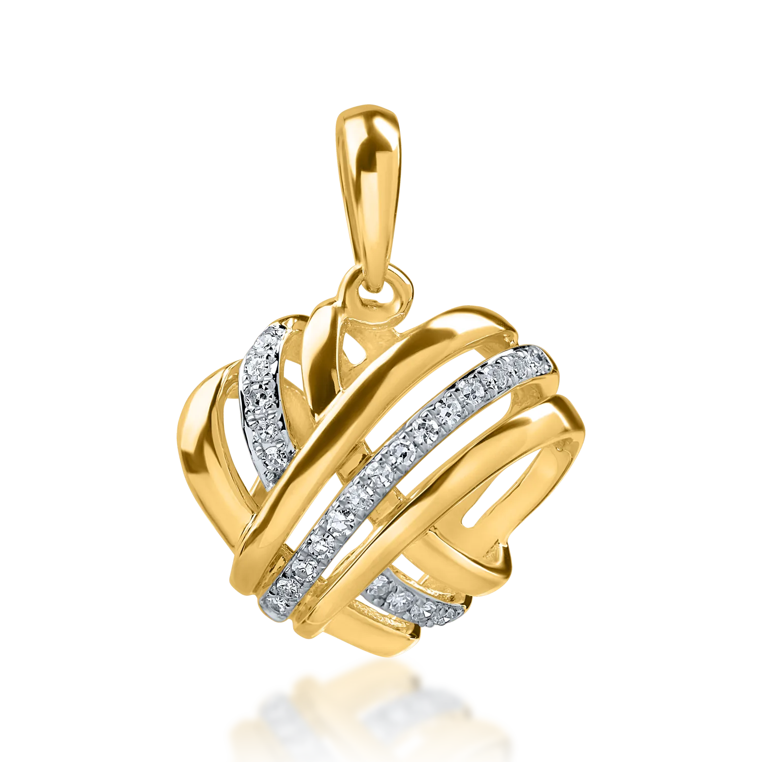 White-yellow gold heart pendant with 0.06ct diamonds
