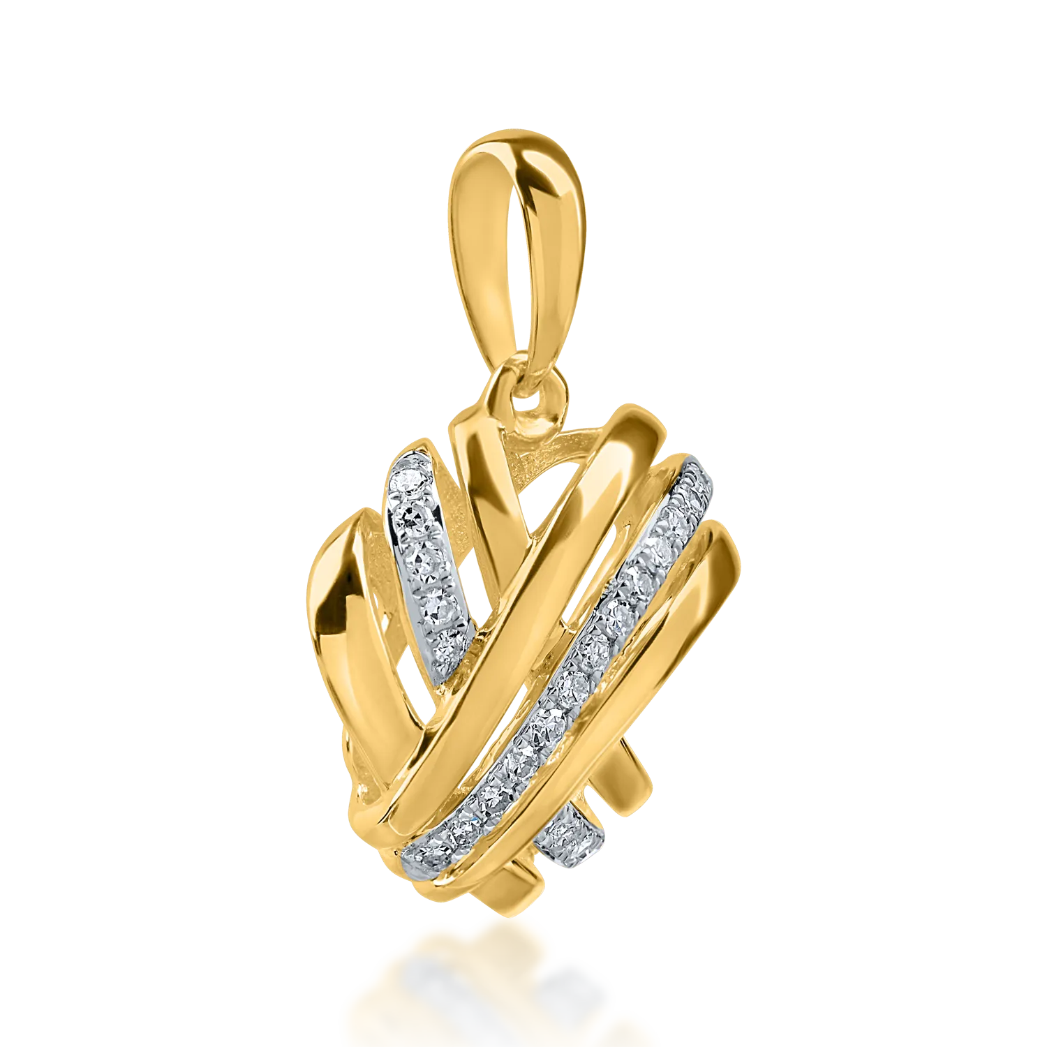 White-yellow gold heart pendant with 0.06ct diamonds