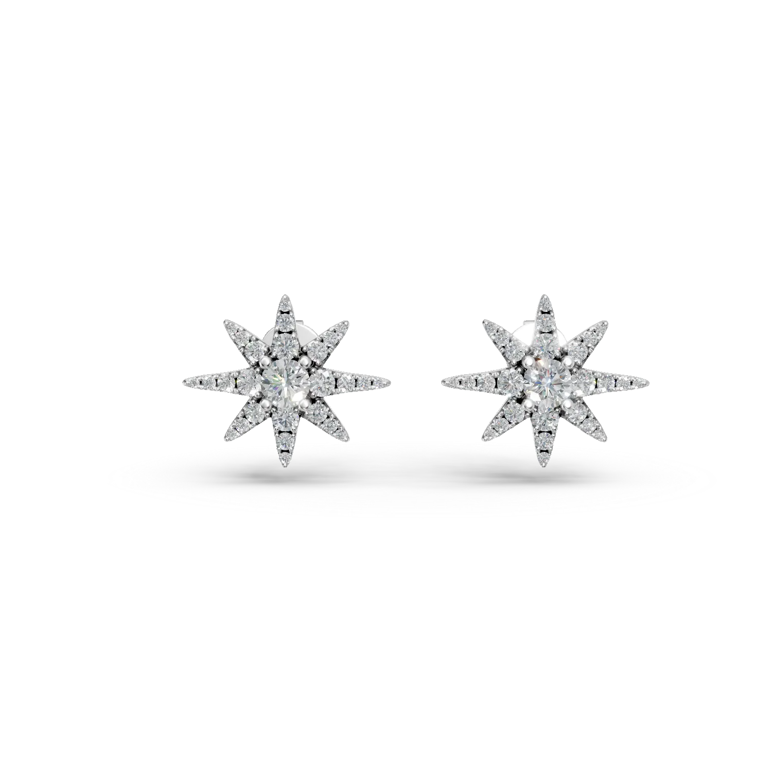 Обеци със звезди от бяло злато с 0.7кт диаманти-176195