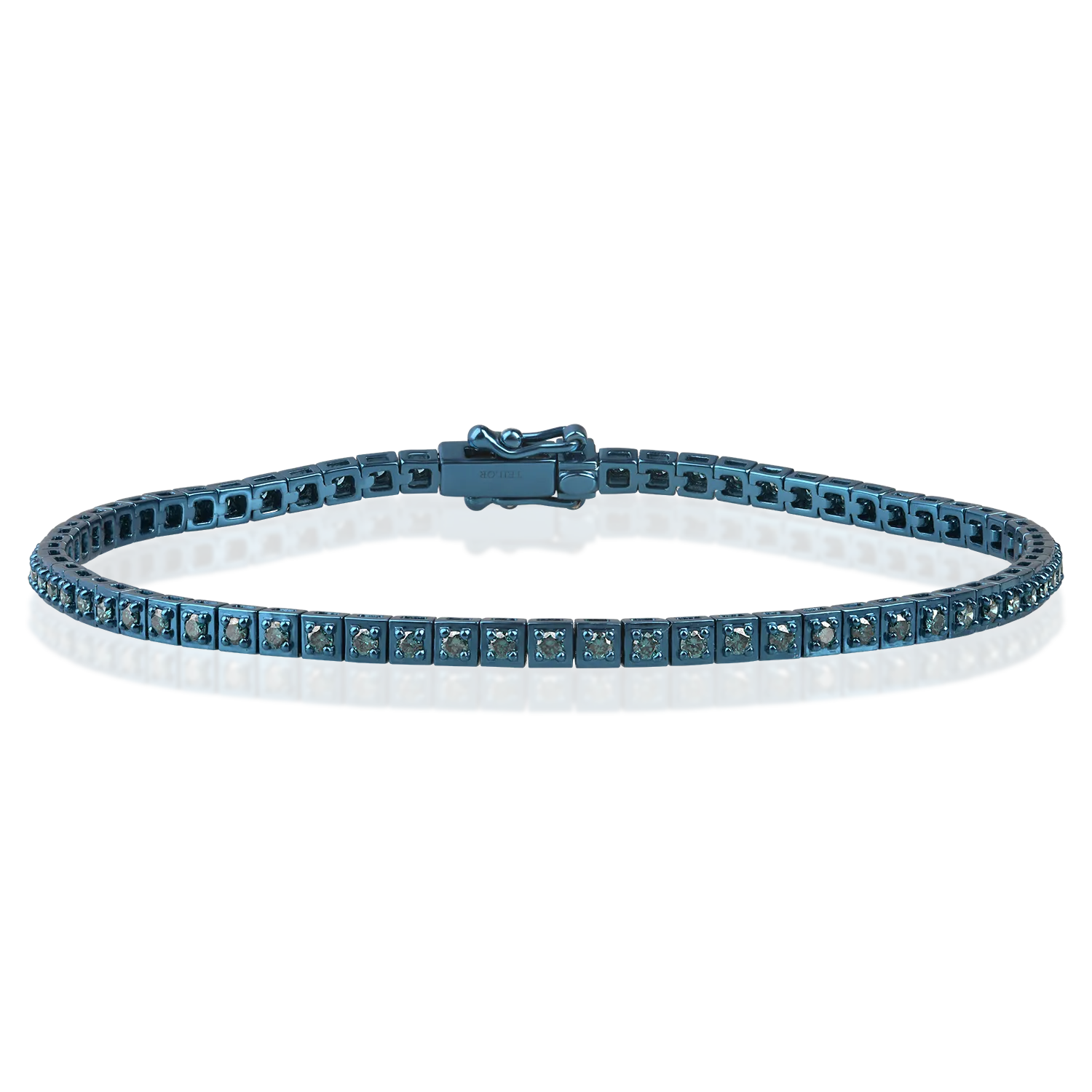 White gold tennis bracelet with 1ct blue diamonds