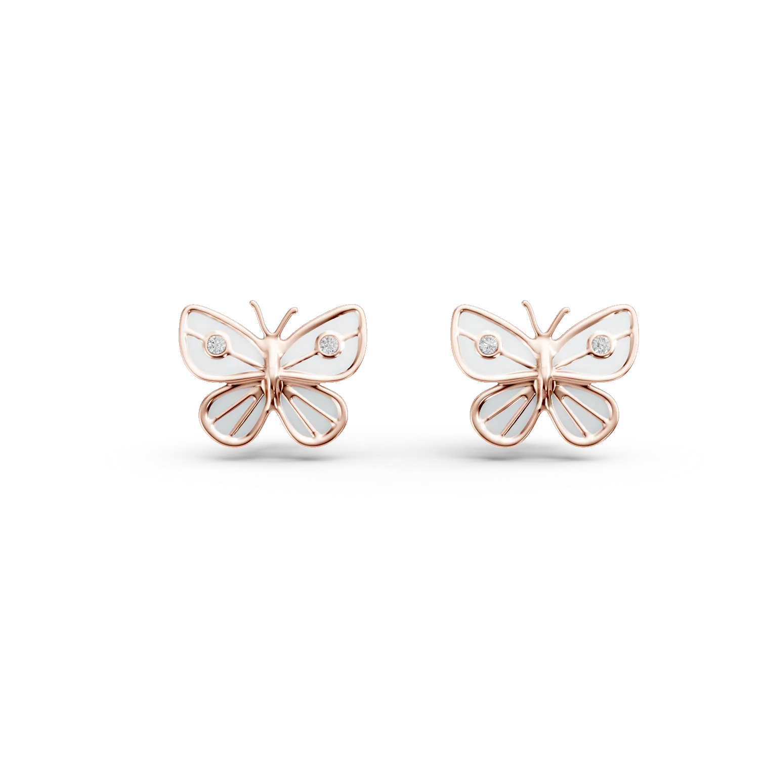 Cercei fluturi din aur roz cu diamante de 0.01ct pentru copii-176228