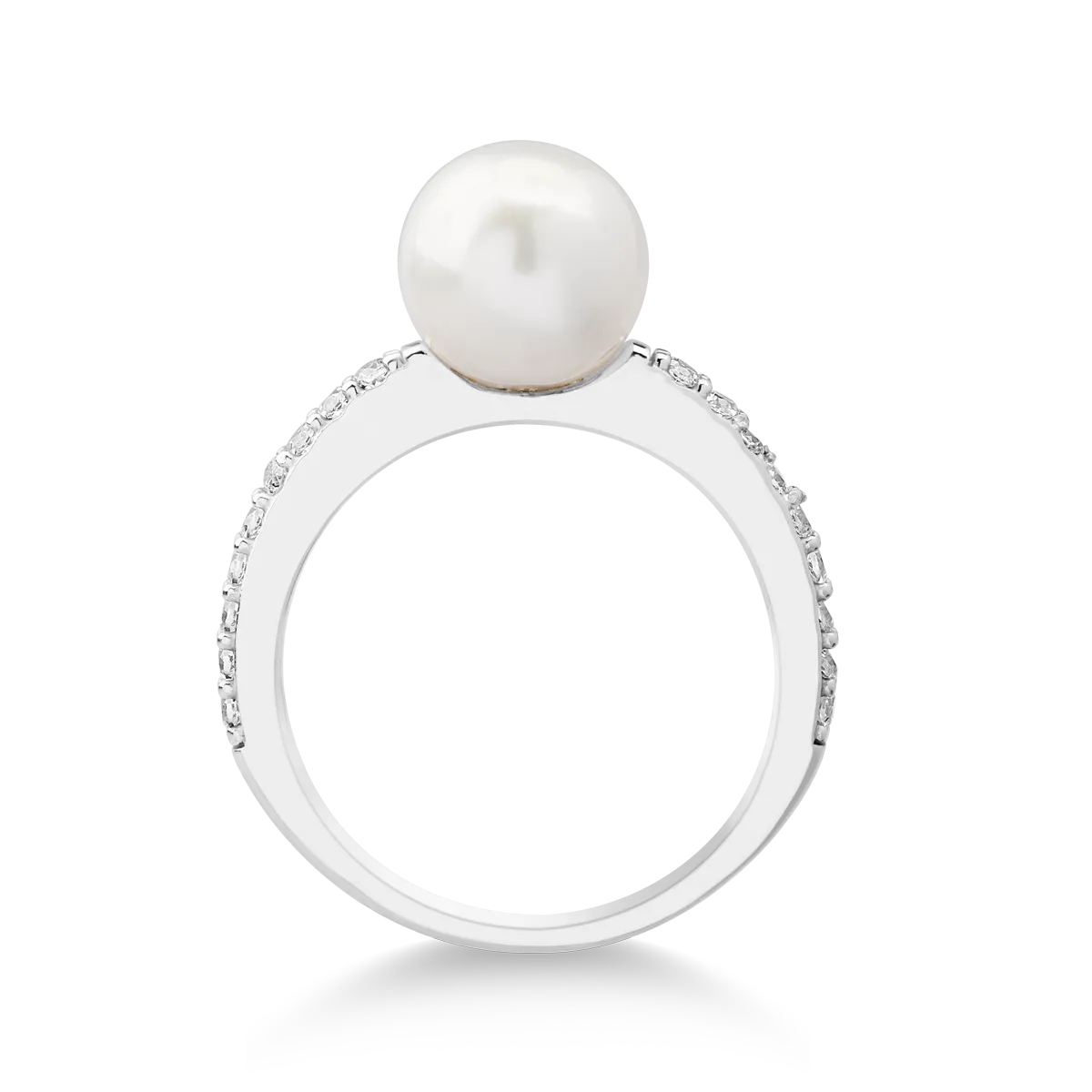 14K white gold pearl ring