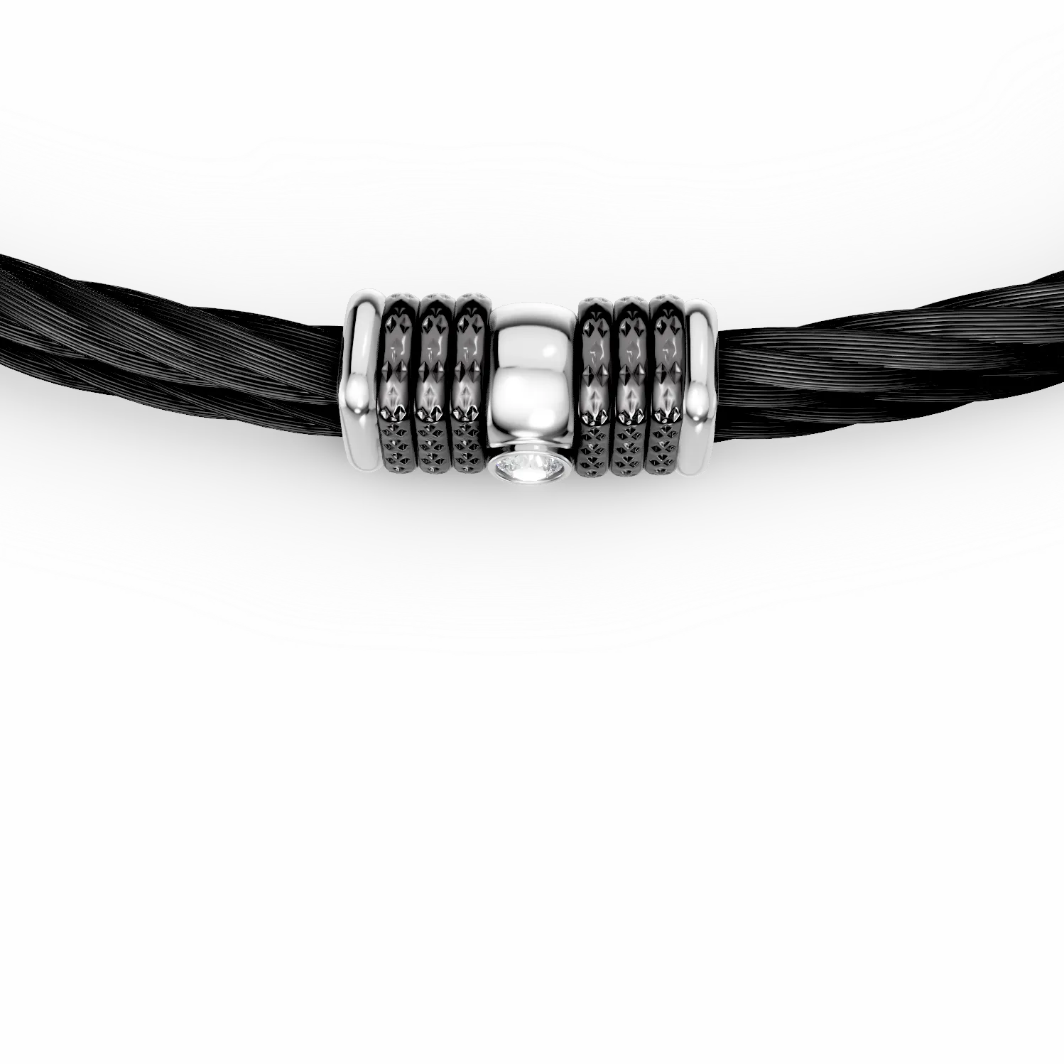 White-black steel men's bracelet with 0.002ct diamond
