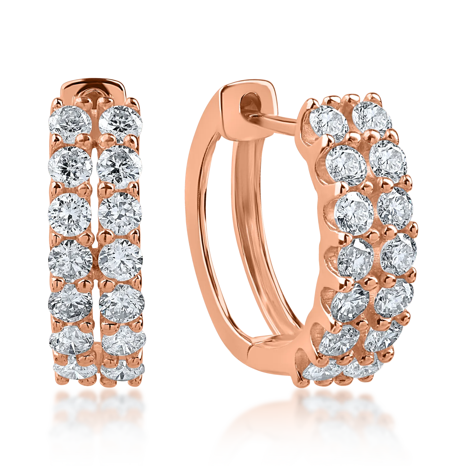 Rose gold round earrings with 0.7ct diamonds