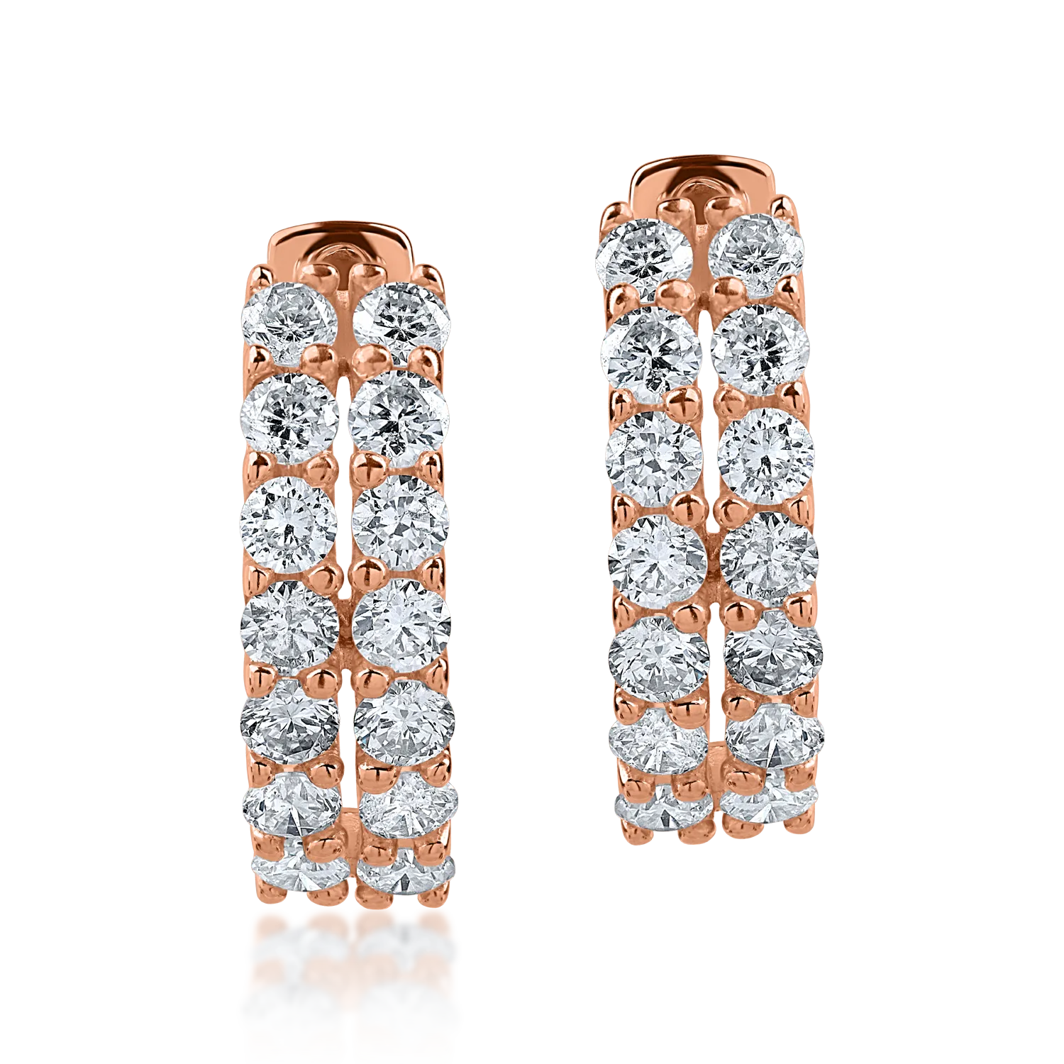 Rózsarany kerek fülbevaló 0.7ct gyémánttal-176299