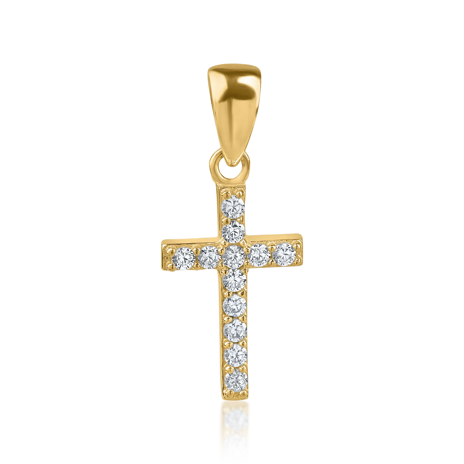 Висулка кръст от жълто злато с цирконий