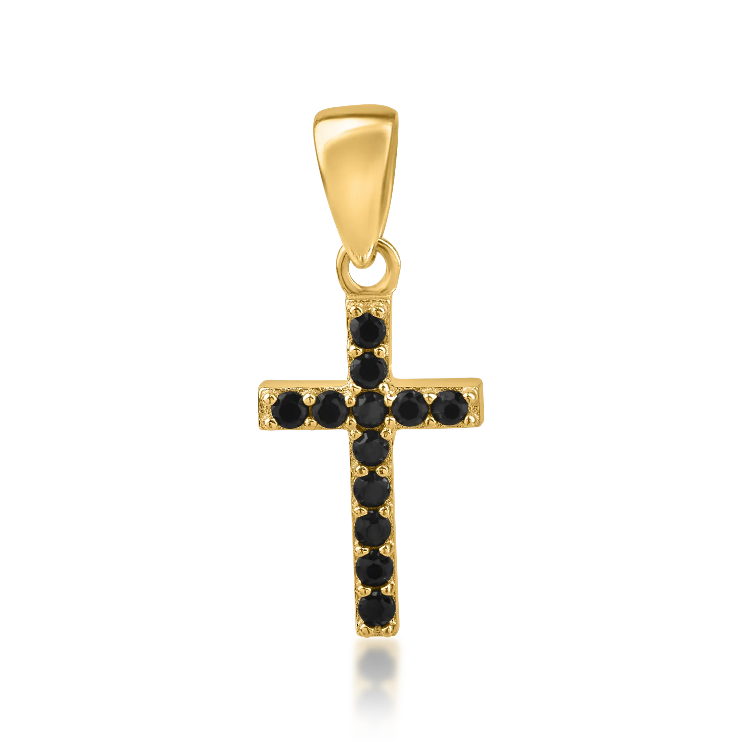 Yellow gold cross pendant with zirconia