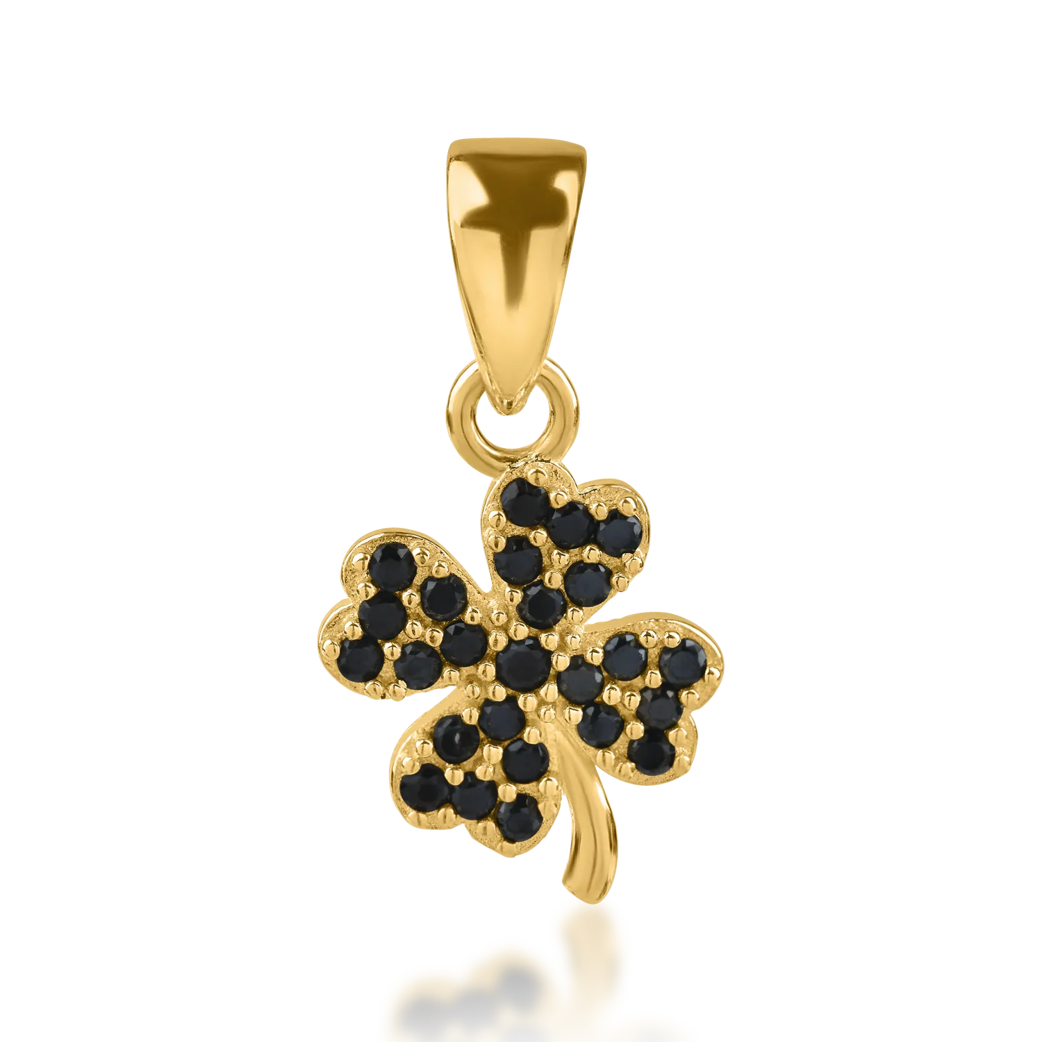 Yellow gold clover pendant with zirconia