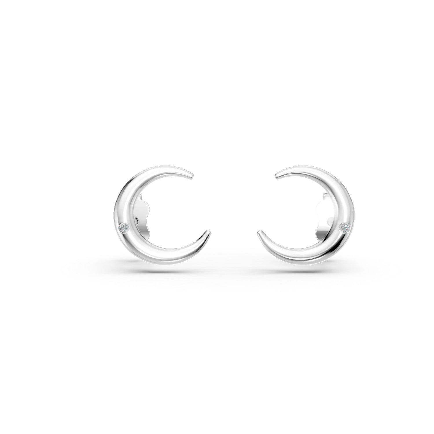 White gold half moon earrings with zirconia-176349