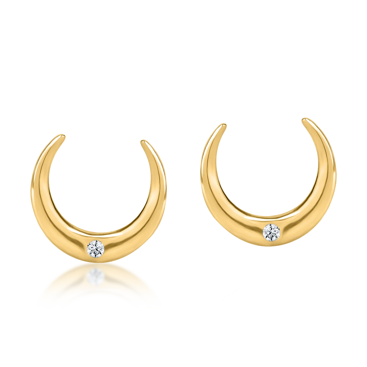 Kolczyki w kształcie półksiężyca z żółtego złota z cyrkoniami