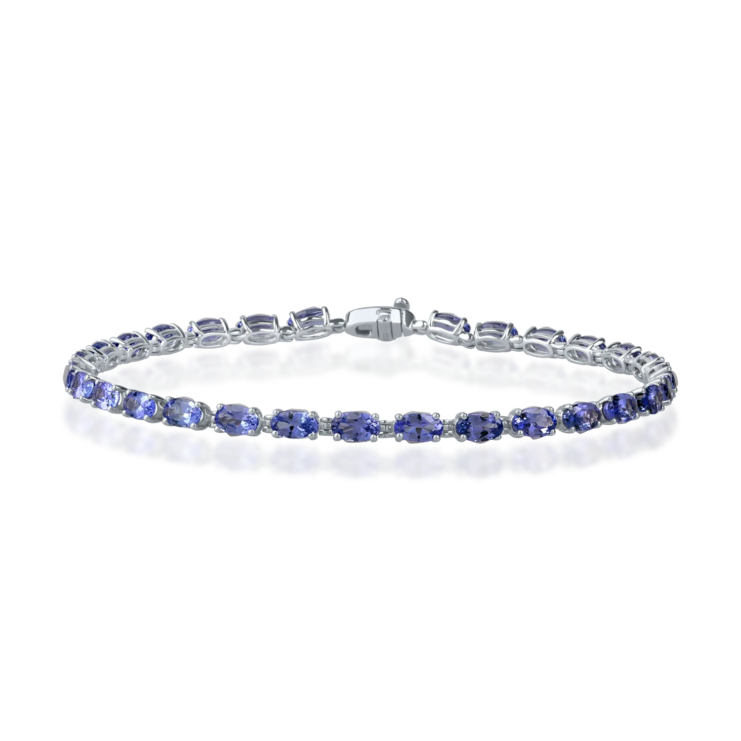Bratara tennis din aur alb cu tanzanite ovale de 6.3ct