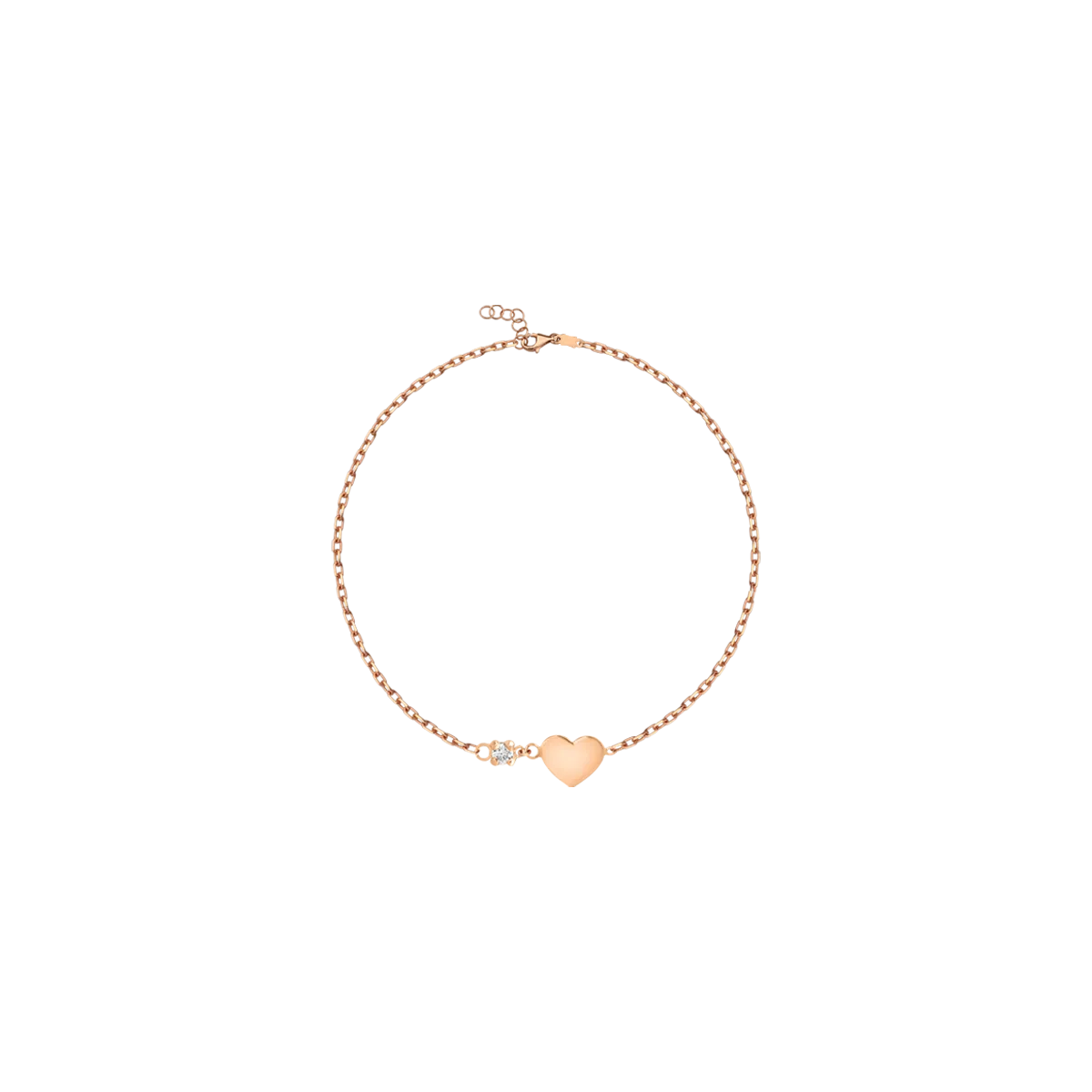 Bransoletka dziecięca z różowego złota z zawieszką w kształcie serca i diamentem o masie 0.02ct