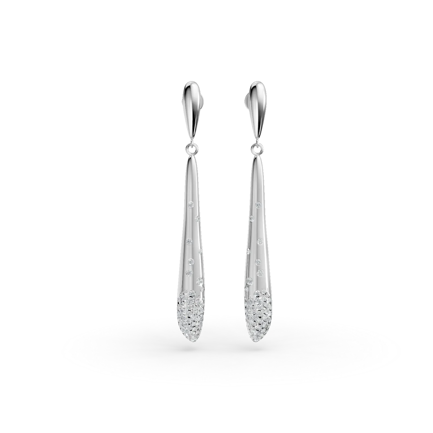 Cercei lungi din aur alb cu diamante de 0.5ct-181575