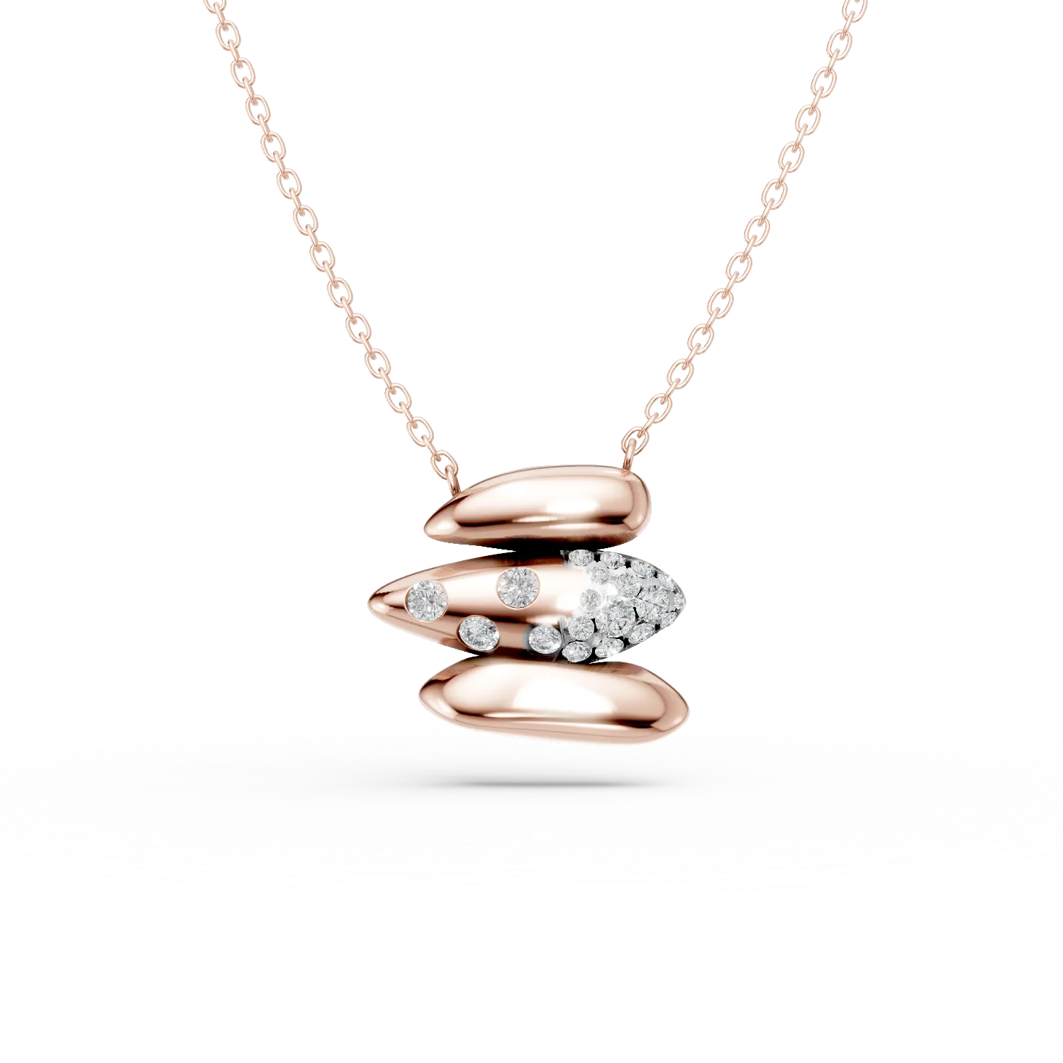 Teilor Lant cu pandantiv din aur roz cu diamante de 0.2ct