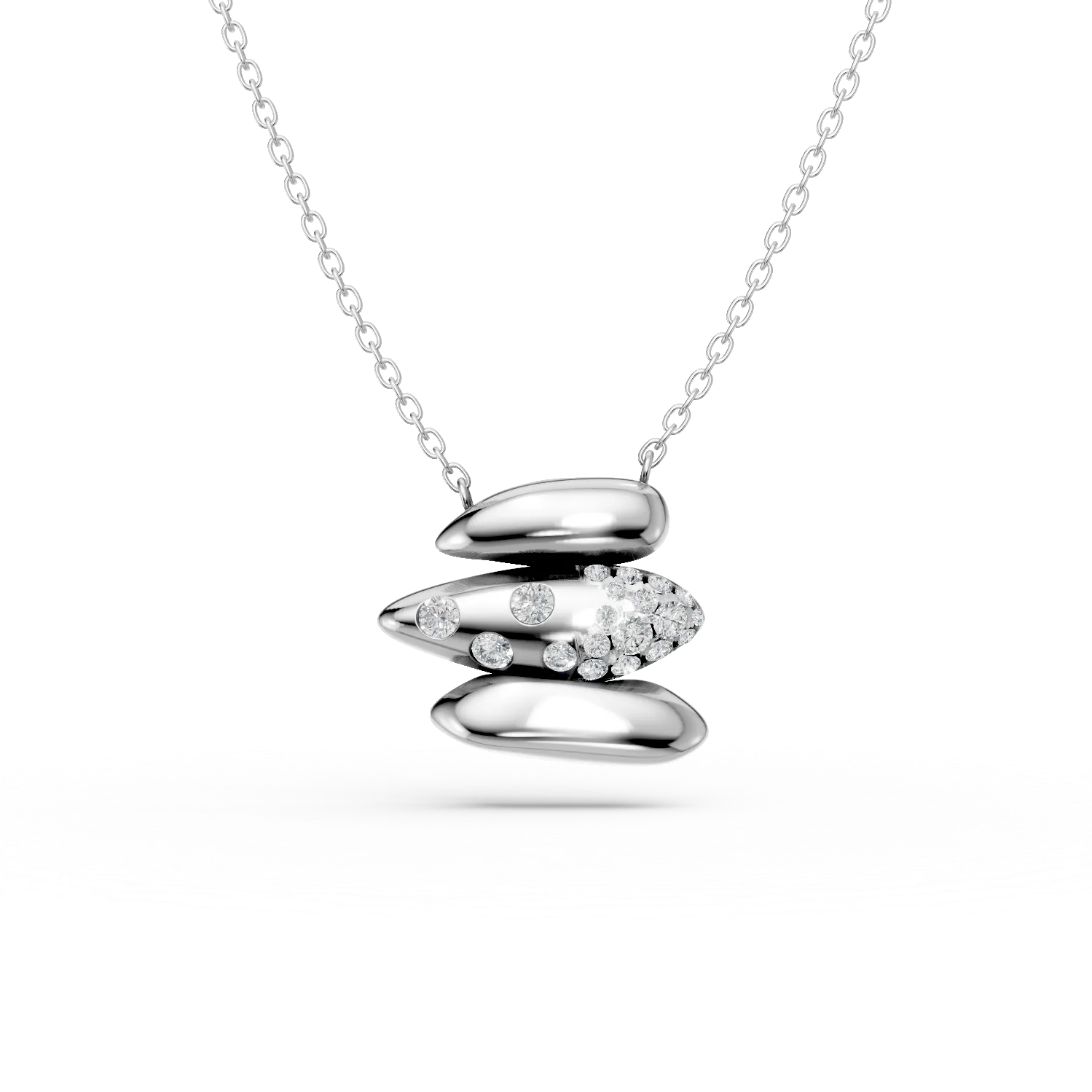 Teilor Lant cu pandantiv din aur alb cu diamante de 0.2ct