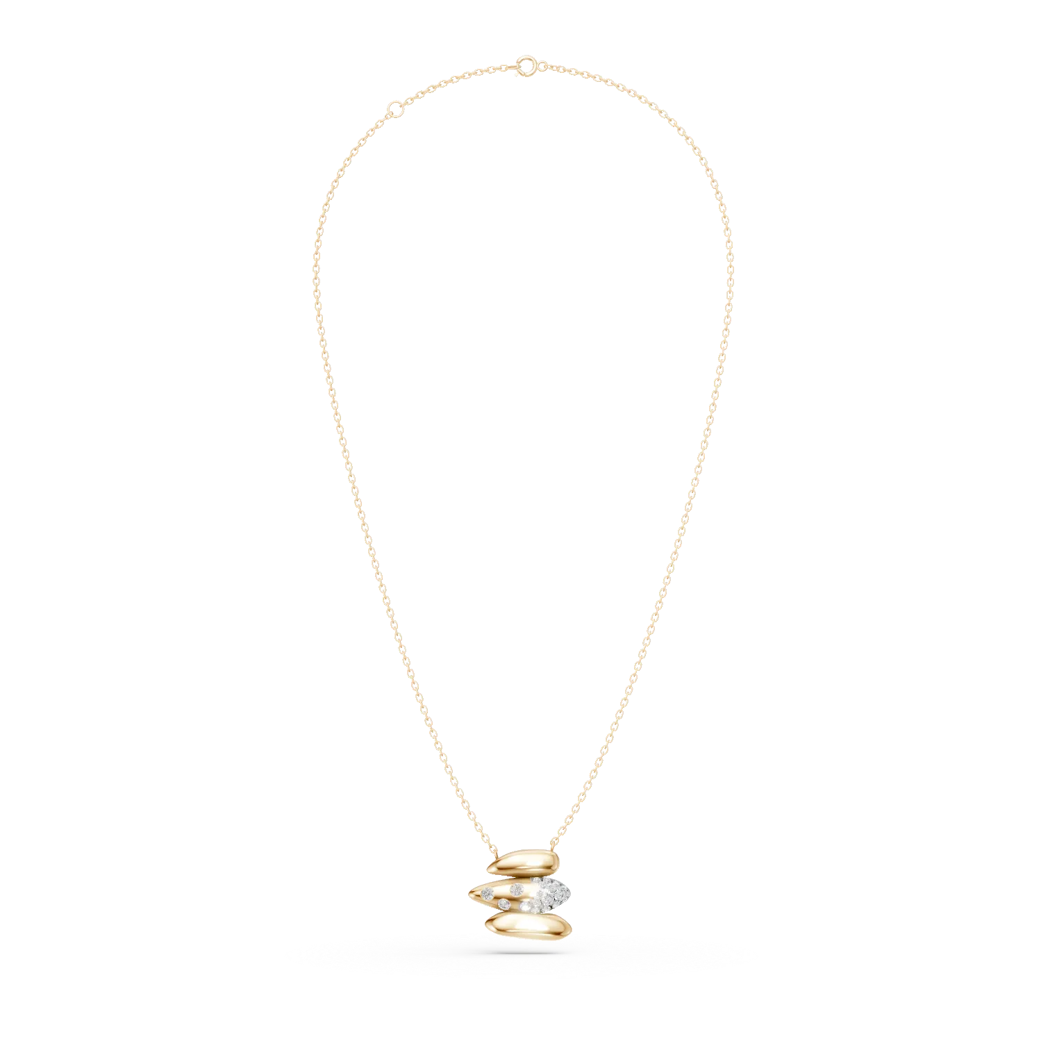 Yellow gold pendant necklace with 0.2ct diamonds