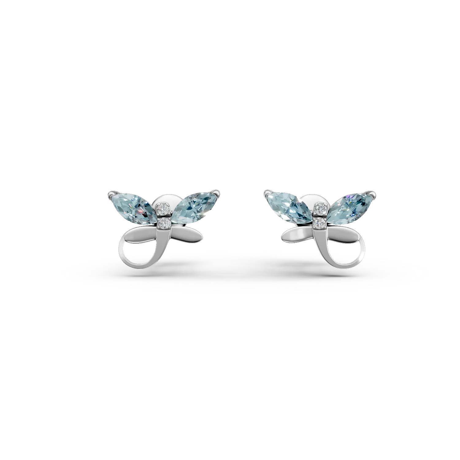 White gold children's earrings with 0.38ct blue topazes and 0.01ct diamonds