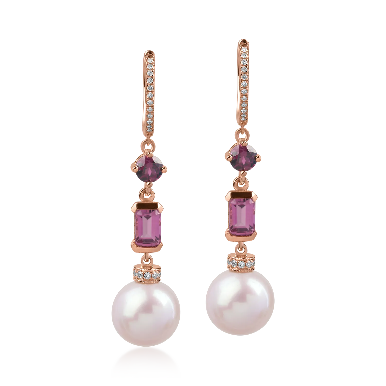 Rose gold earrings with 16.8ct precious and semi-precious stones