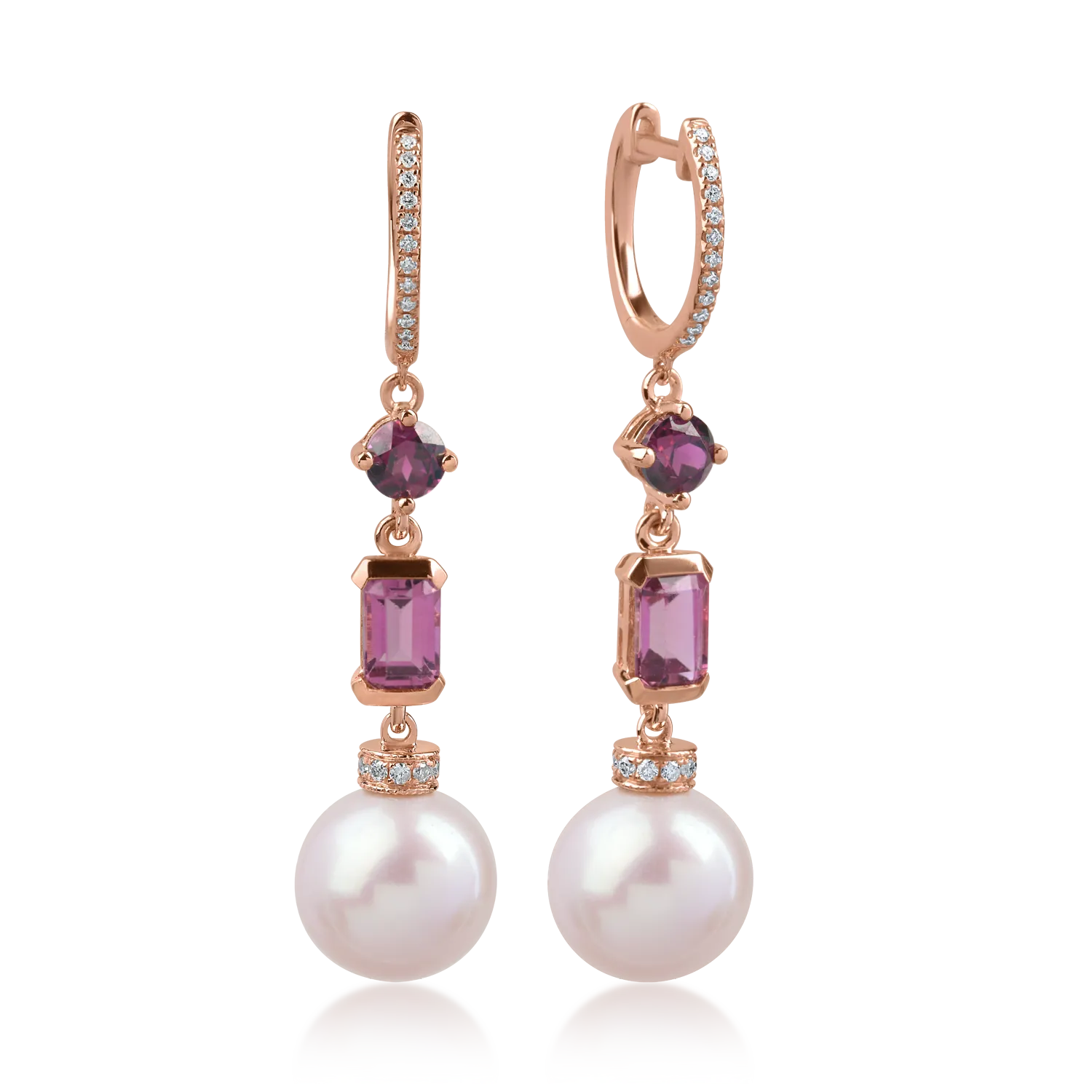 Rose gold earrings with 16.8ct precious and semi-precious stones