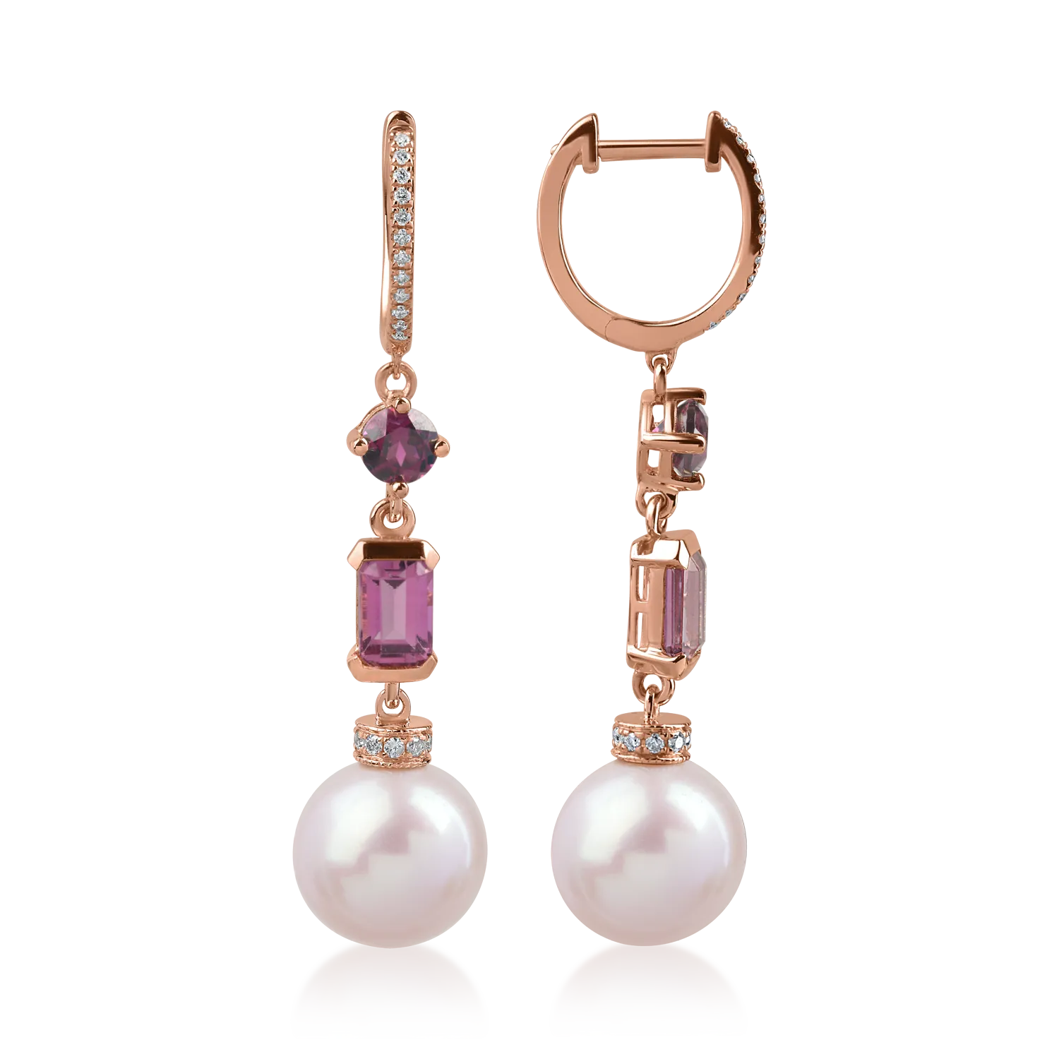 Rose gold earrings with 16.8ct precious and semi-precious stones