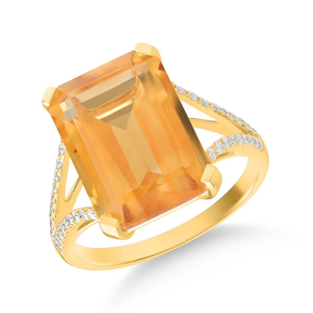 18K yellow gold ring with 7.3ct citrine and 0.1ct diamonds