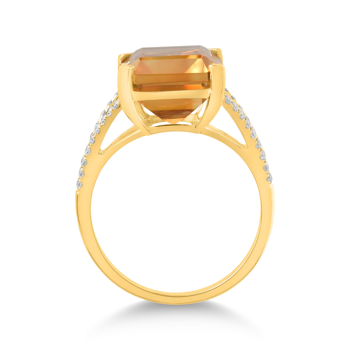 18K yellow gold ring with 7.3ct citrine and 0.1ct diamonds