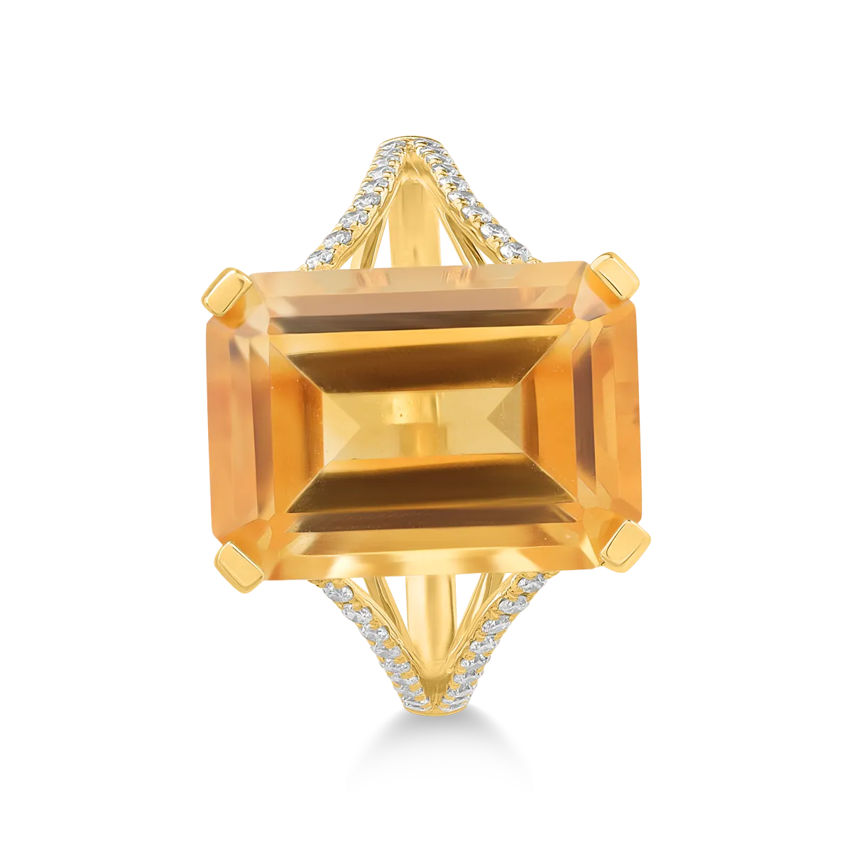 18K yellow gold ring with 7.3ct citrine and 0.1ct diamonds