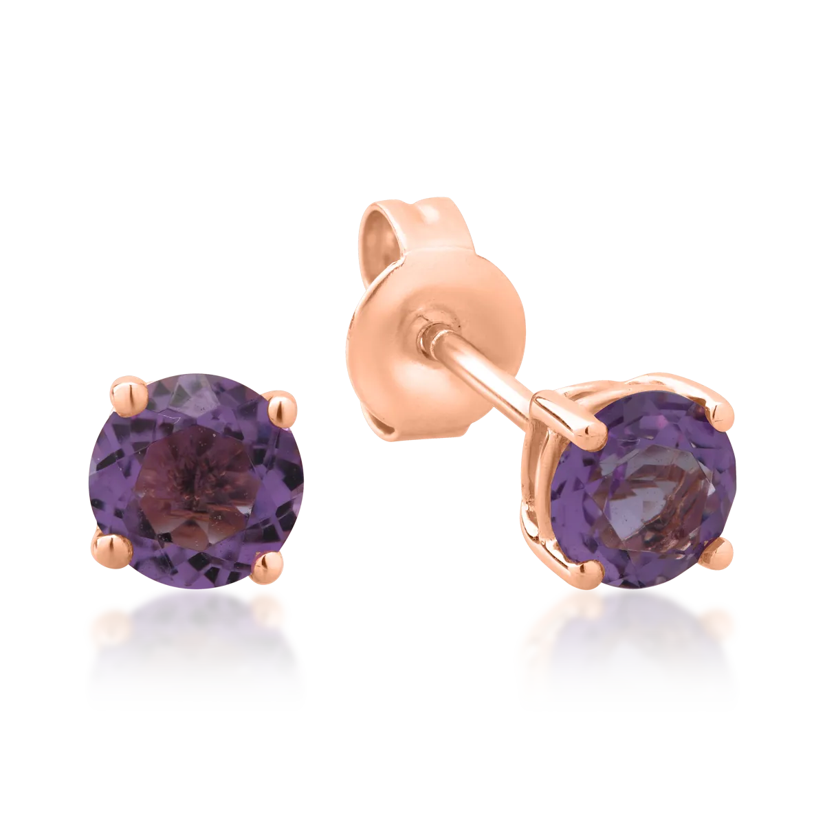 14K rose gold earrings with 0.999ct amethysts