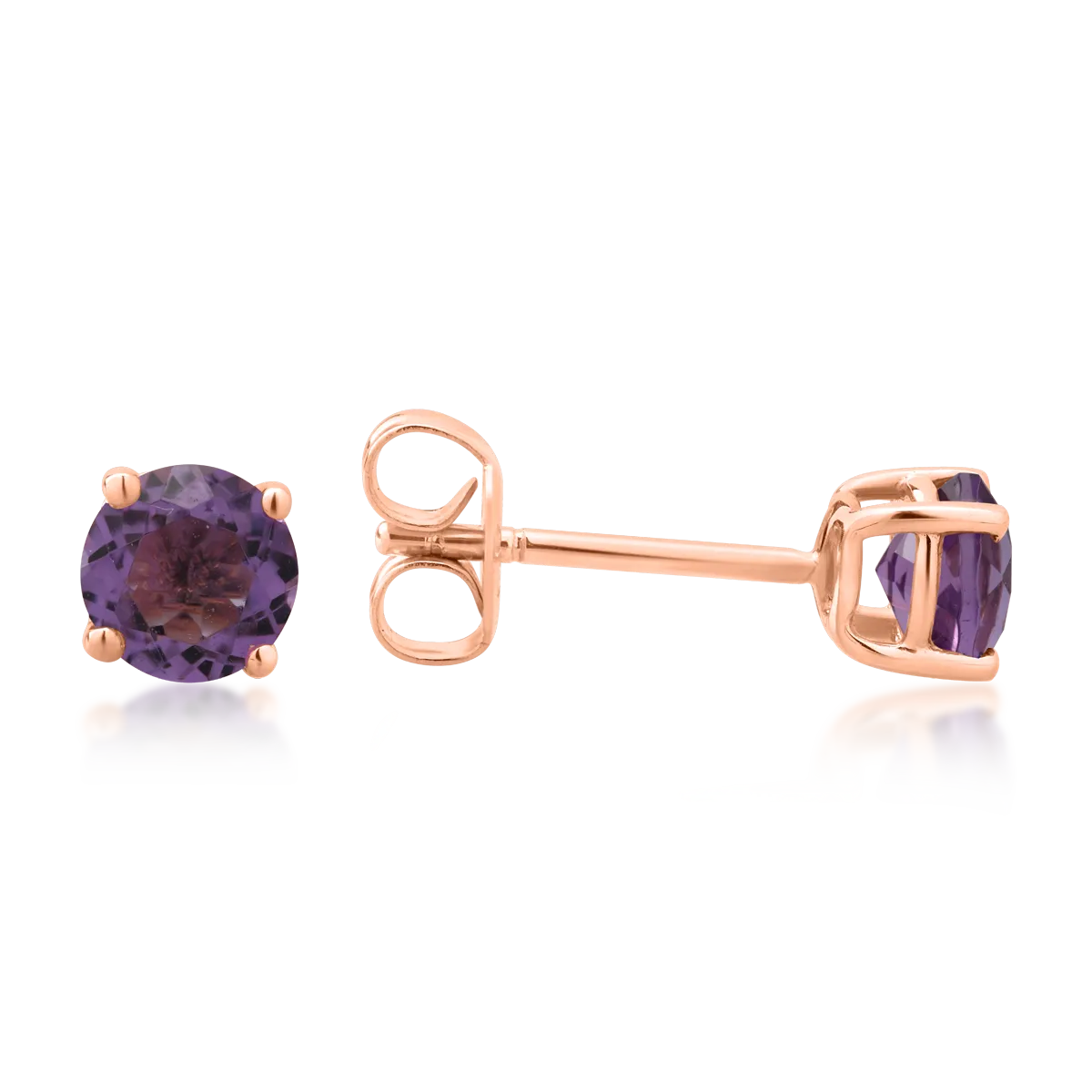 14K rose gold earrings with 0.999ct amethysts