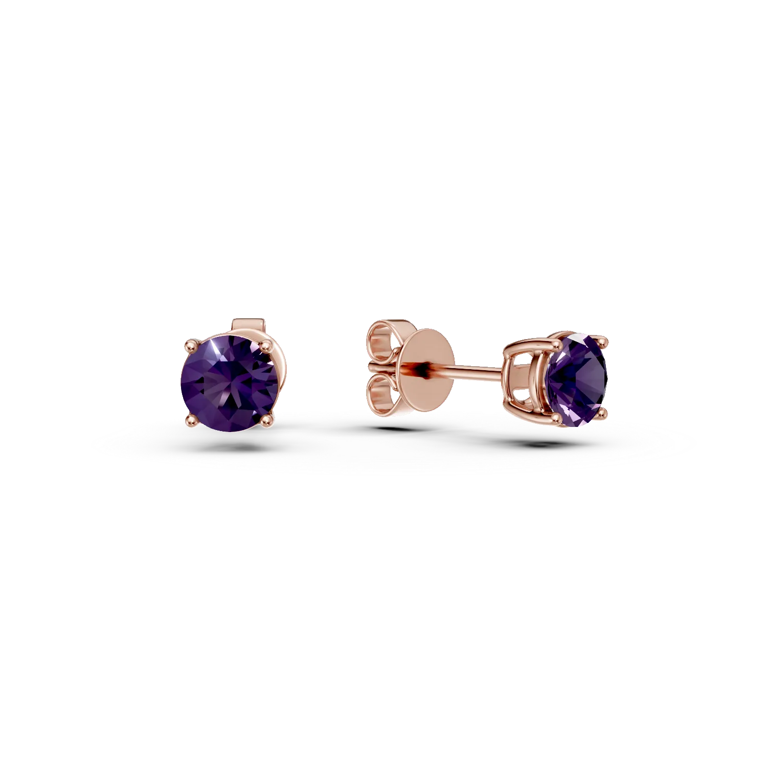 Cercei din aur roz de 14K cu ametiste de 0.999ct
