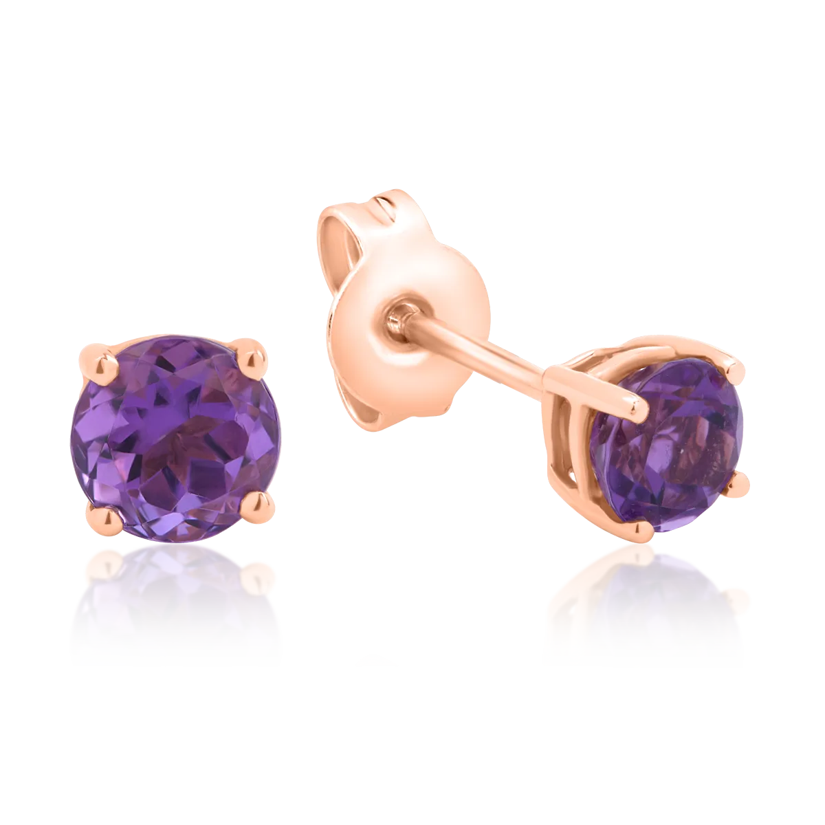 Rose gold earrings with 0.8ct amethysts