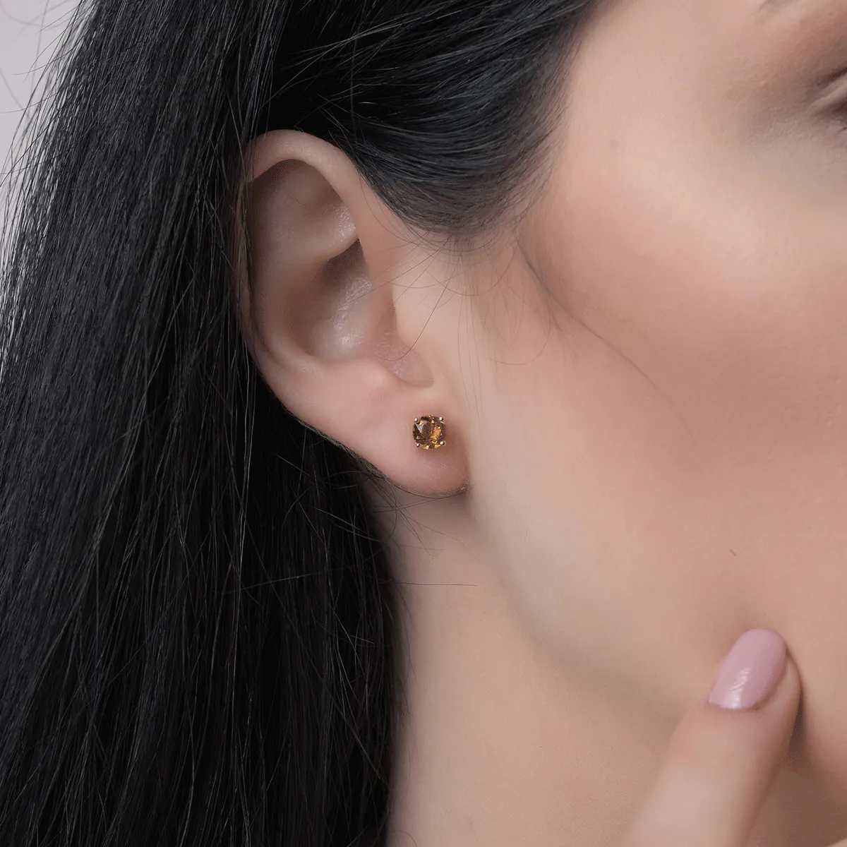 Обеци от жълто злато 14K с цинтрини 0.97кт