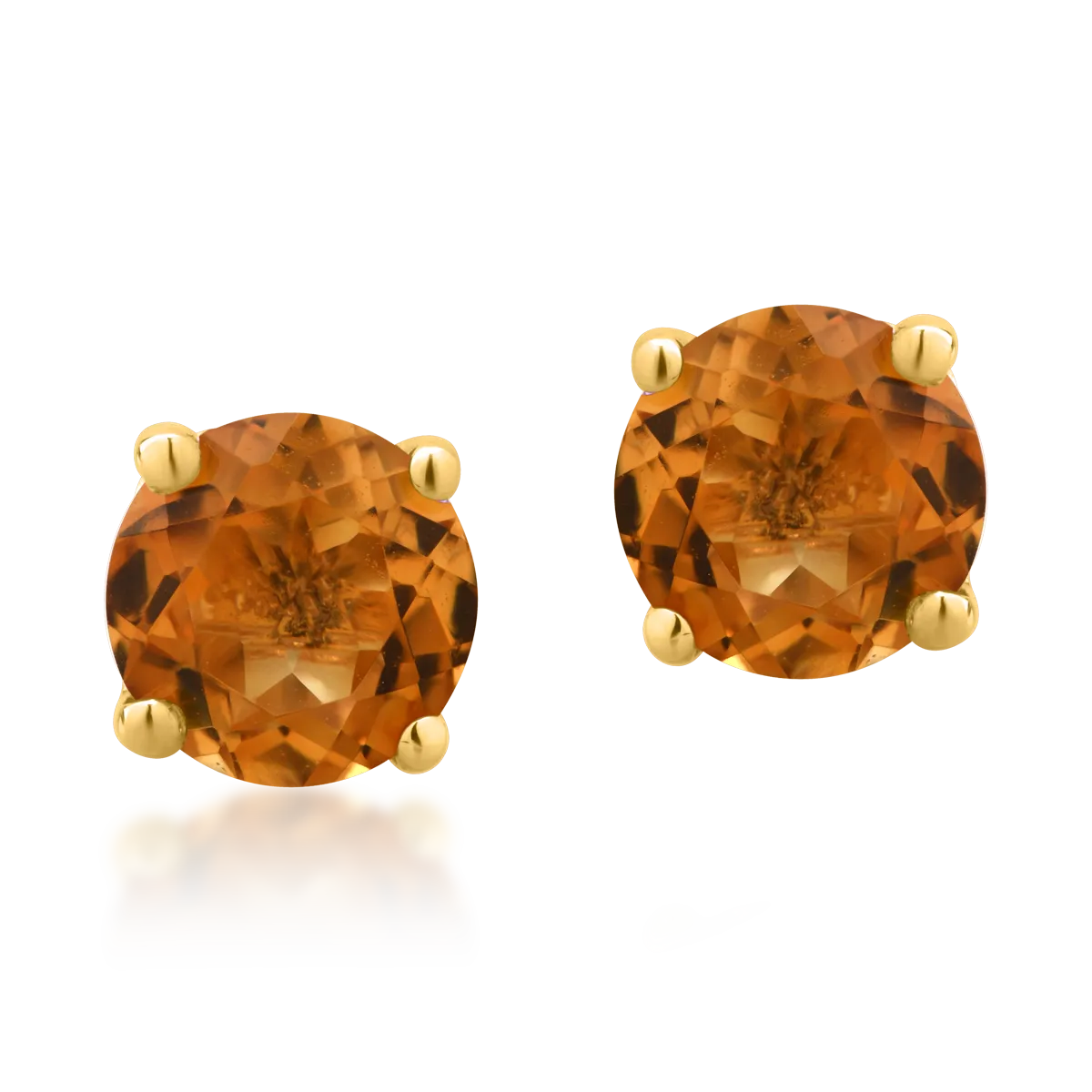 Cercei minimalisti din aur galben cu citrine de 1ct