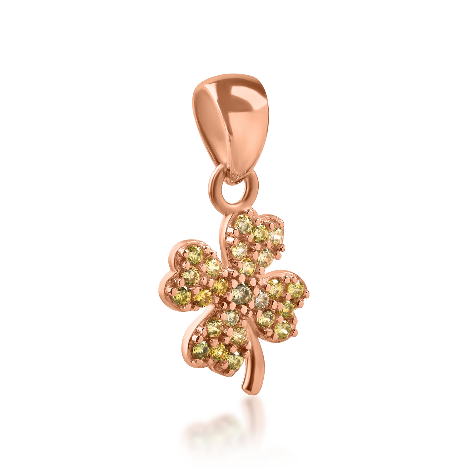 Rose gold clover pendant with zirconia