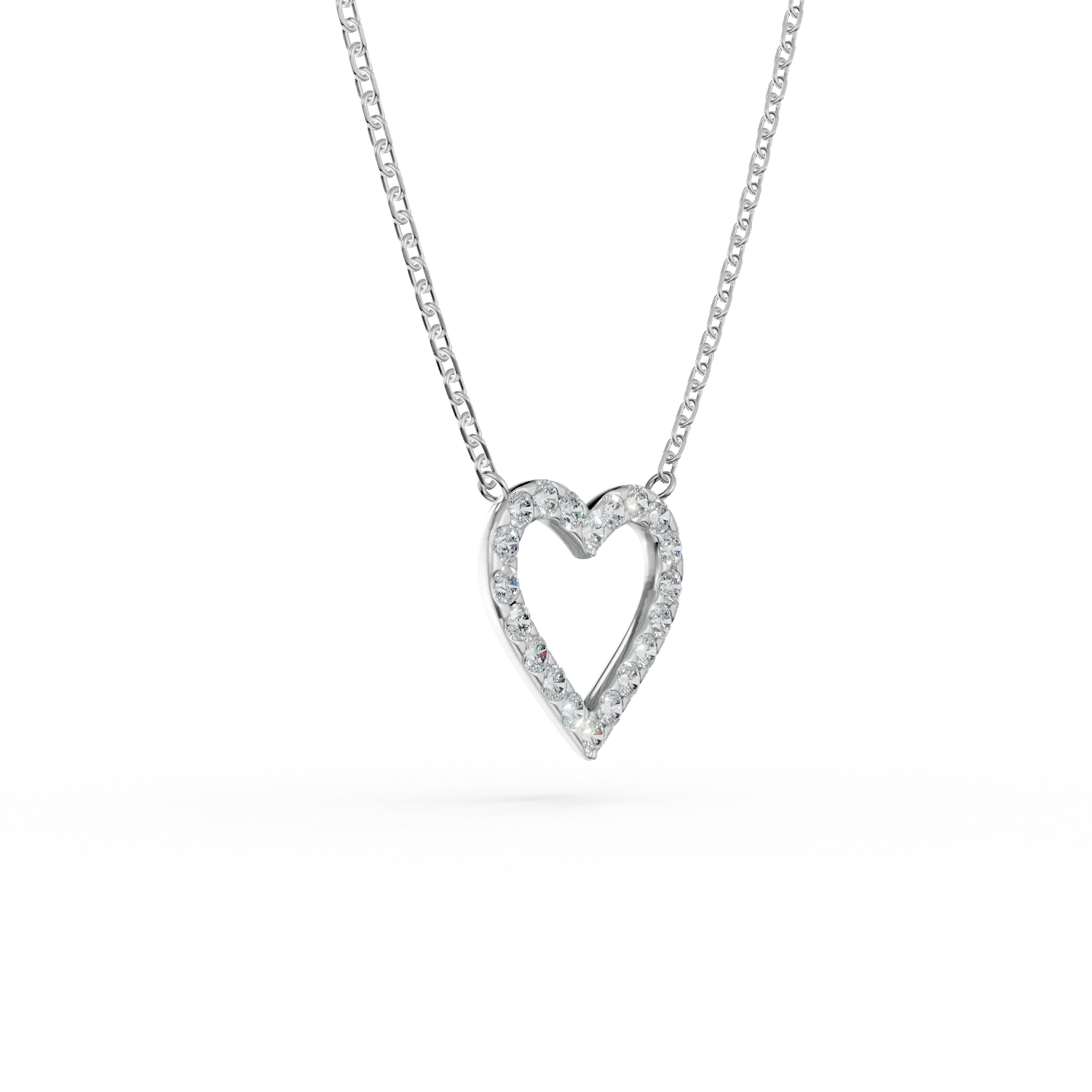 Fehérarany szívfüggő nyaklánc 0.2ct gyémántokkal