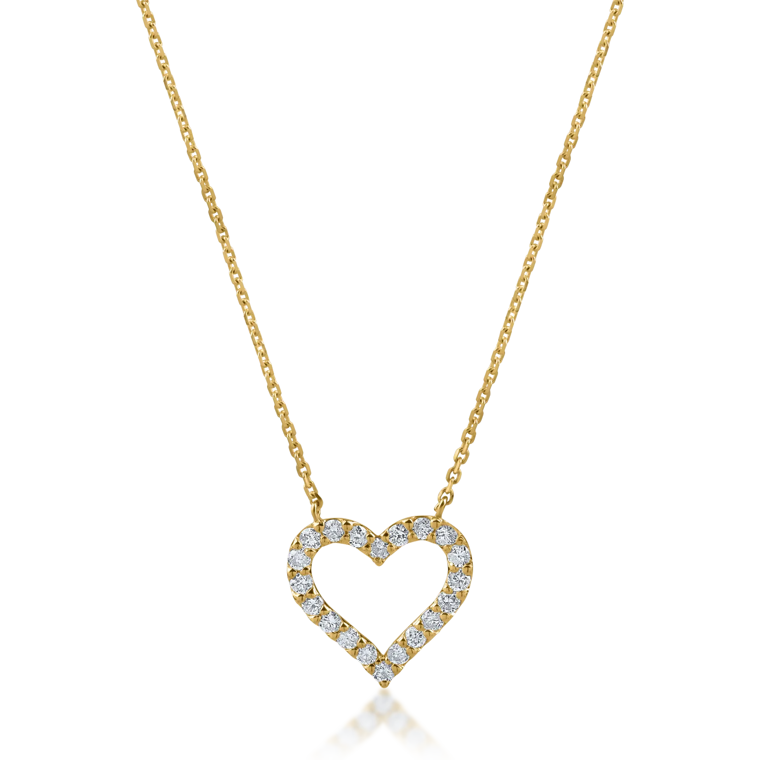 Yellow gold heart pendant necklace with 0.2ct diamonds