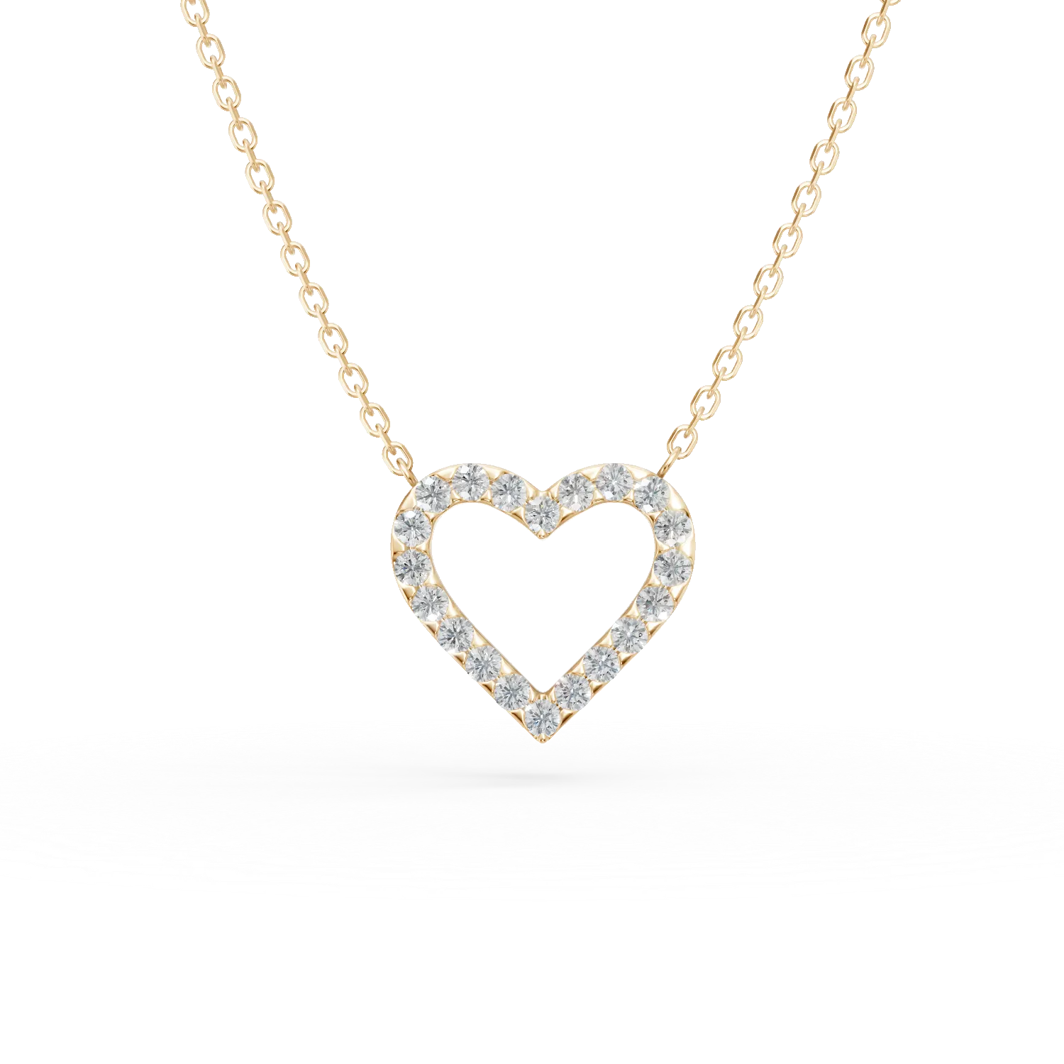 Lant cu pandantiv inimioara din aur galben cu diamante de 0.2ct