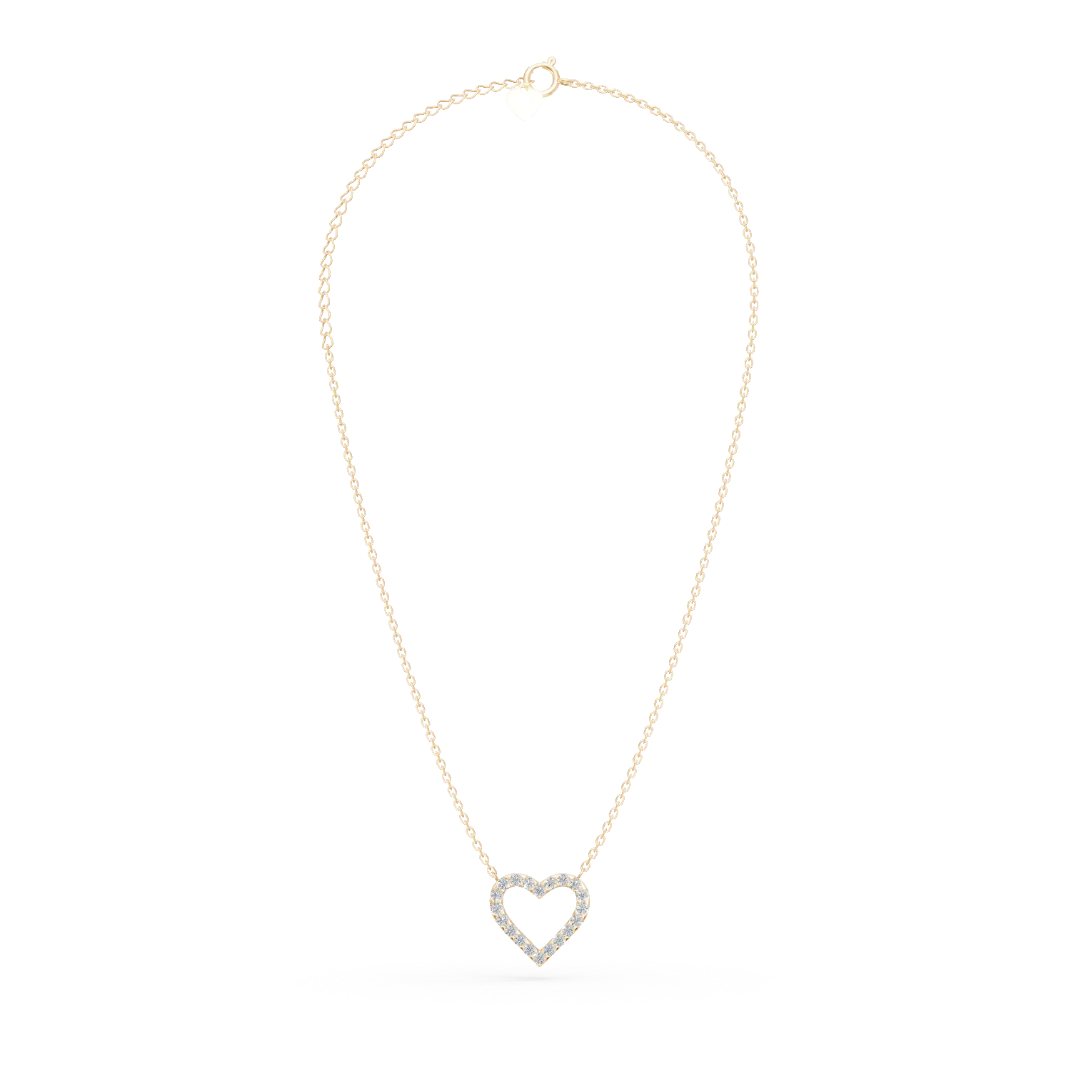 Lant cu pandantiv inimioara din aur galben cu diamante de 0.2ct