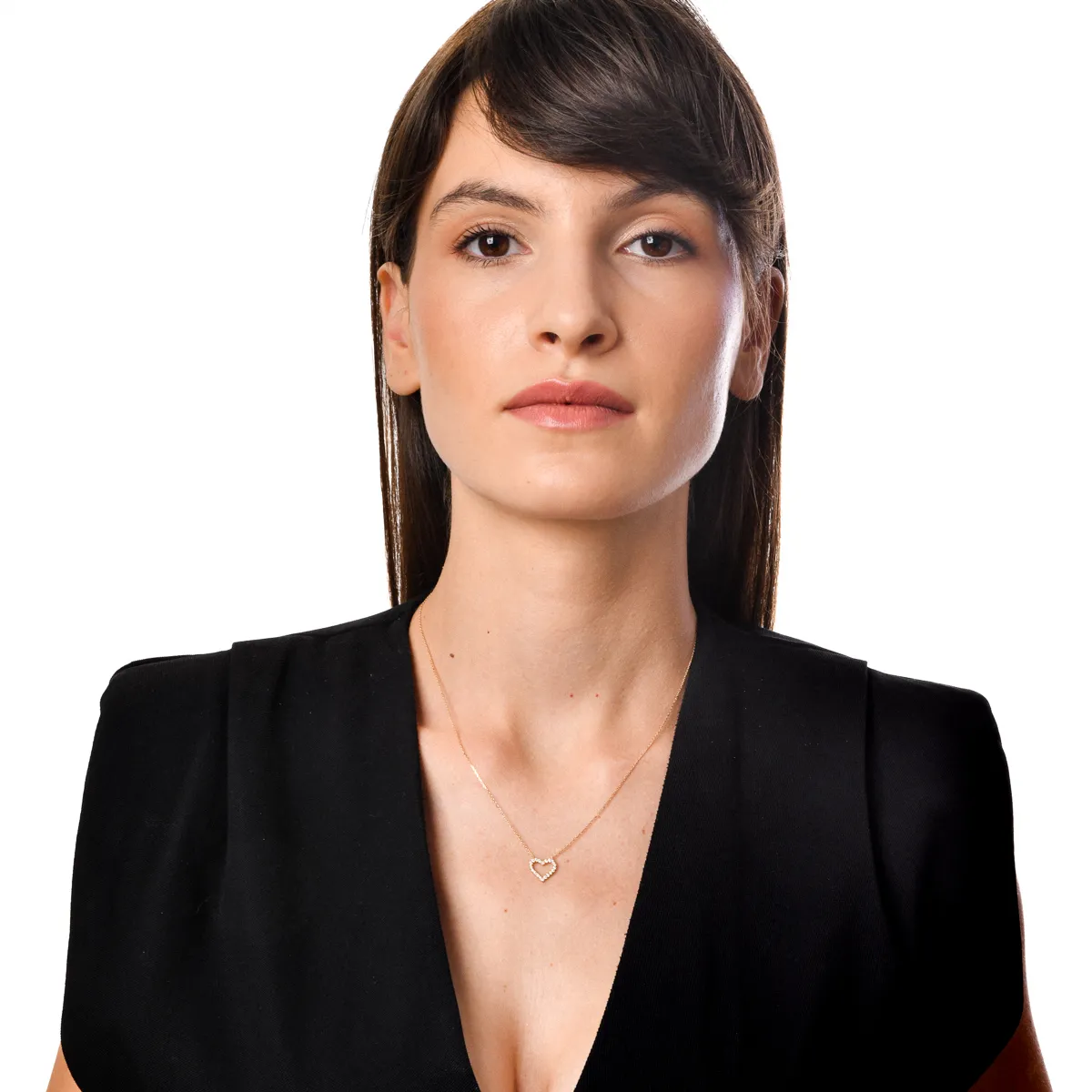 Lant cu pandantiv inimioara din aur galben cu diamante de 0.2ct