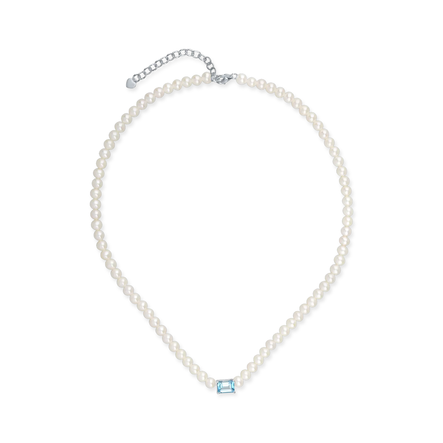 White gold necklace with 45.5ct fresh water pearls and 1.2ct blue topaz-176645