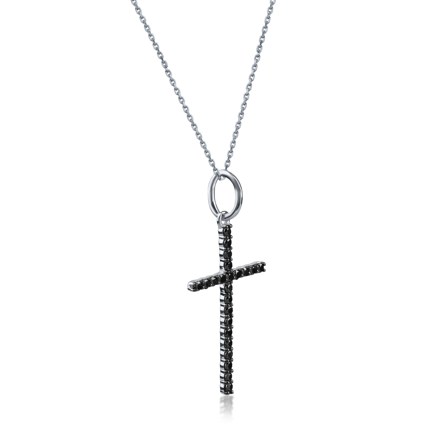 White gold cross pendant necklace with 0.4ct black diamonds